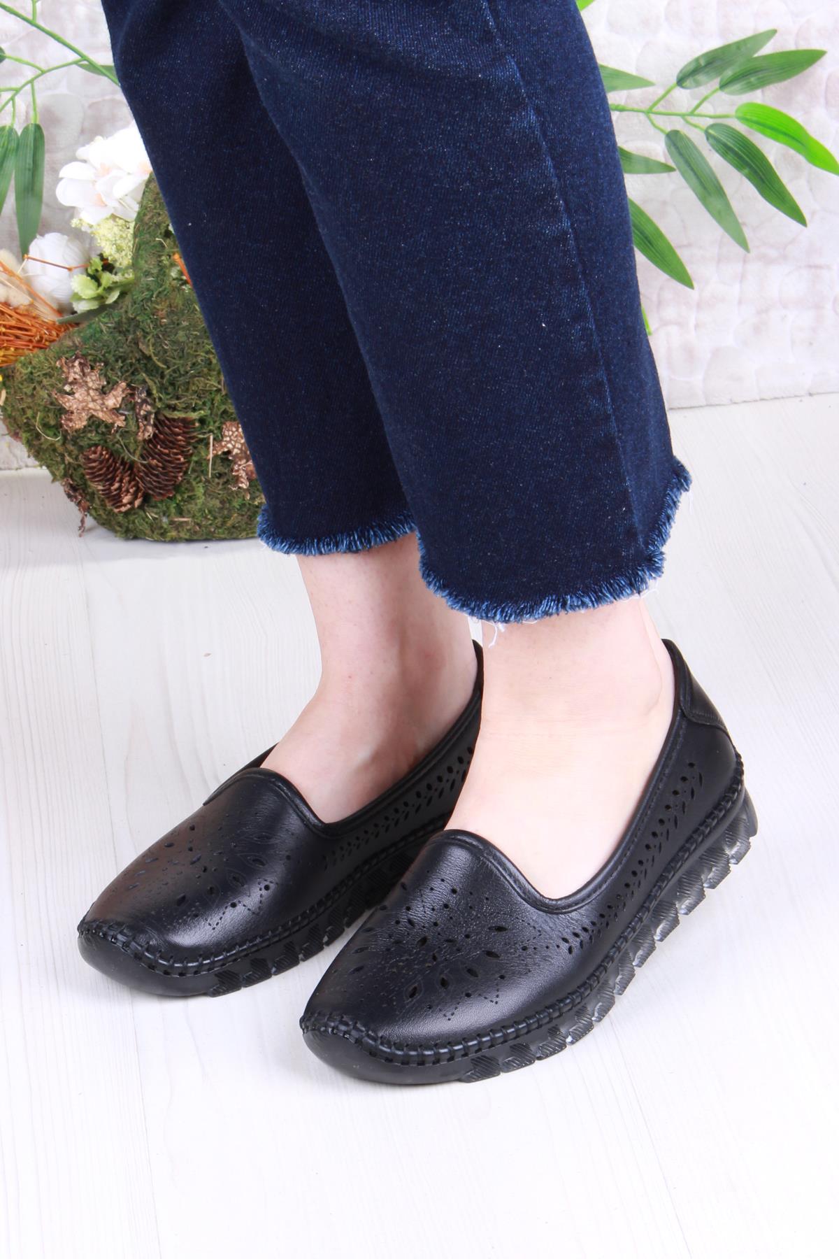 0001-L Anatomik Yumuşak Lazer Baskılı Hakiki Deri Kadın Ayakkabı - Görsel 3