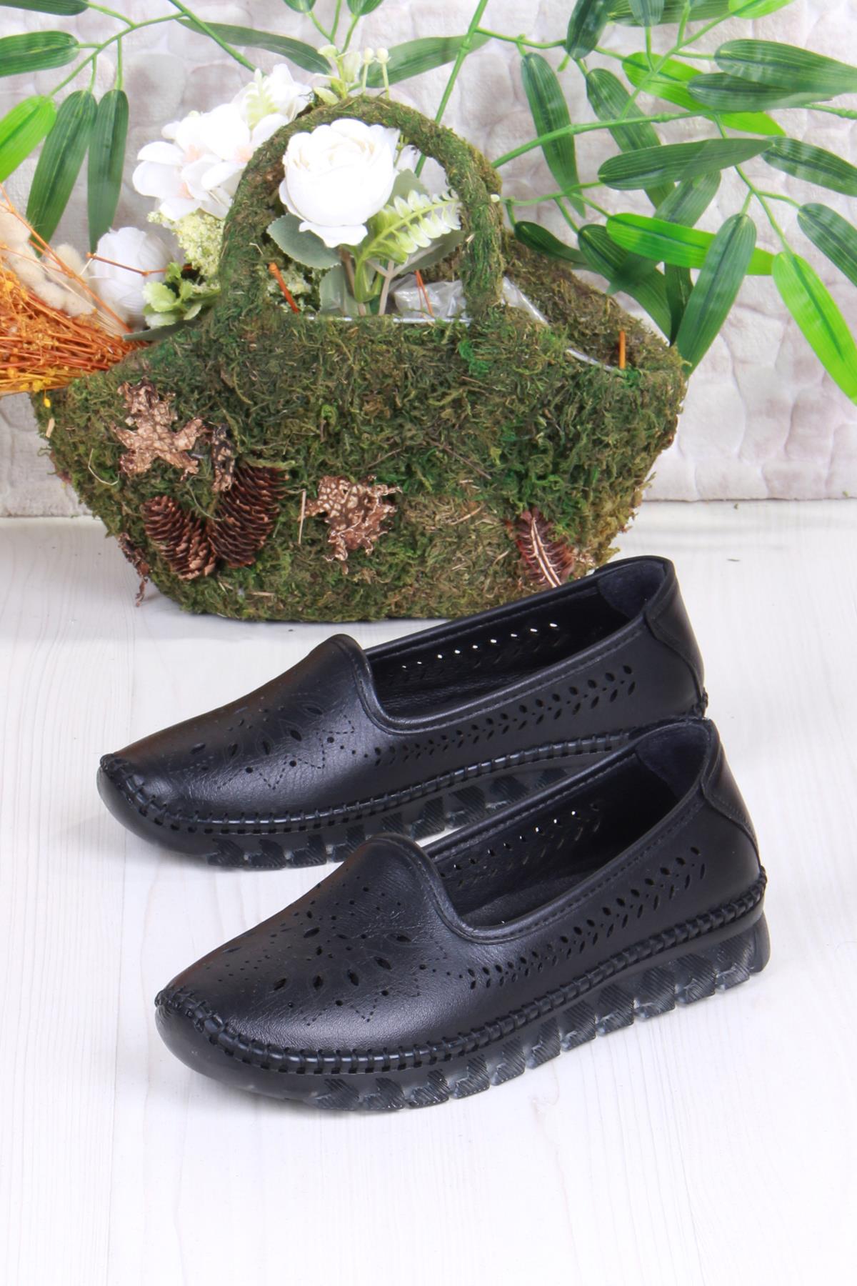 0001-L Anatomik Yumuşak Lazer Baskılı Hakiki Deri Kadın Ayakkabı - Görsel 5