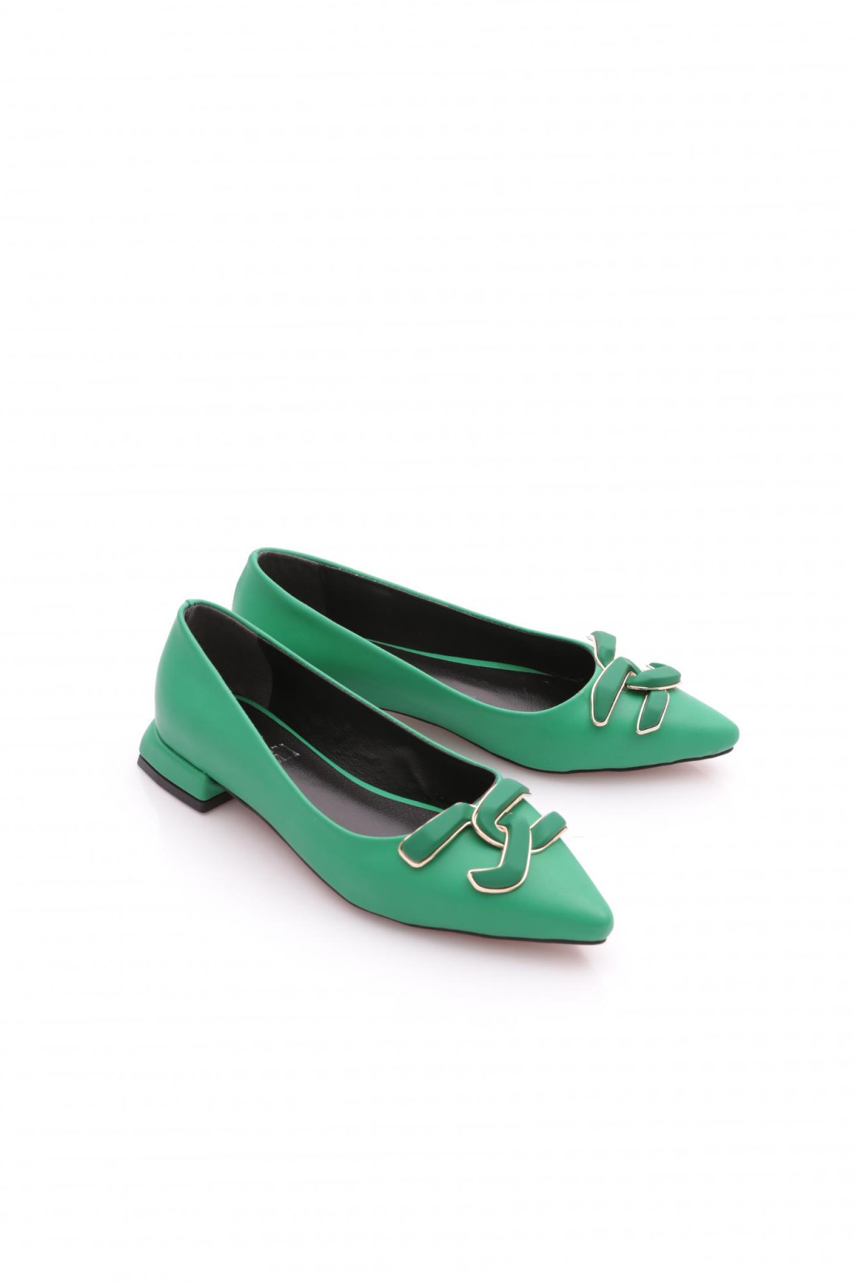 2606 Kadin Sivri Burun Metal Tokali Babet - Görsel 3