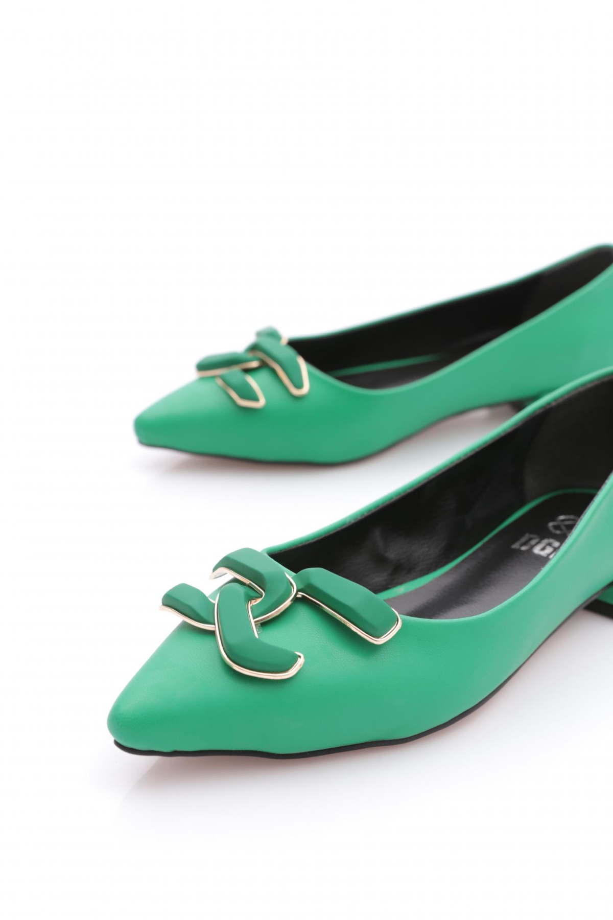 2606 Kadin Sivri Burun Metal Tokali Babet - Görsel 5