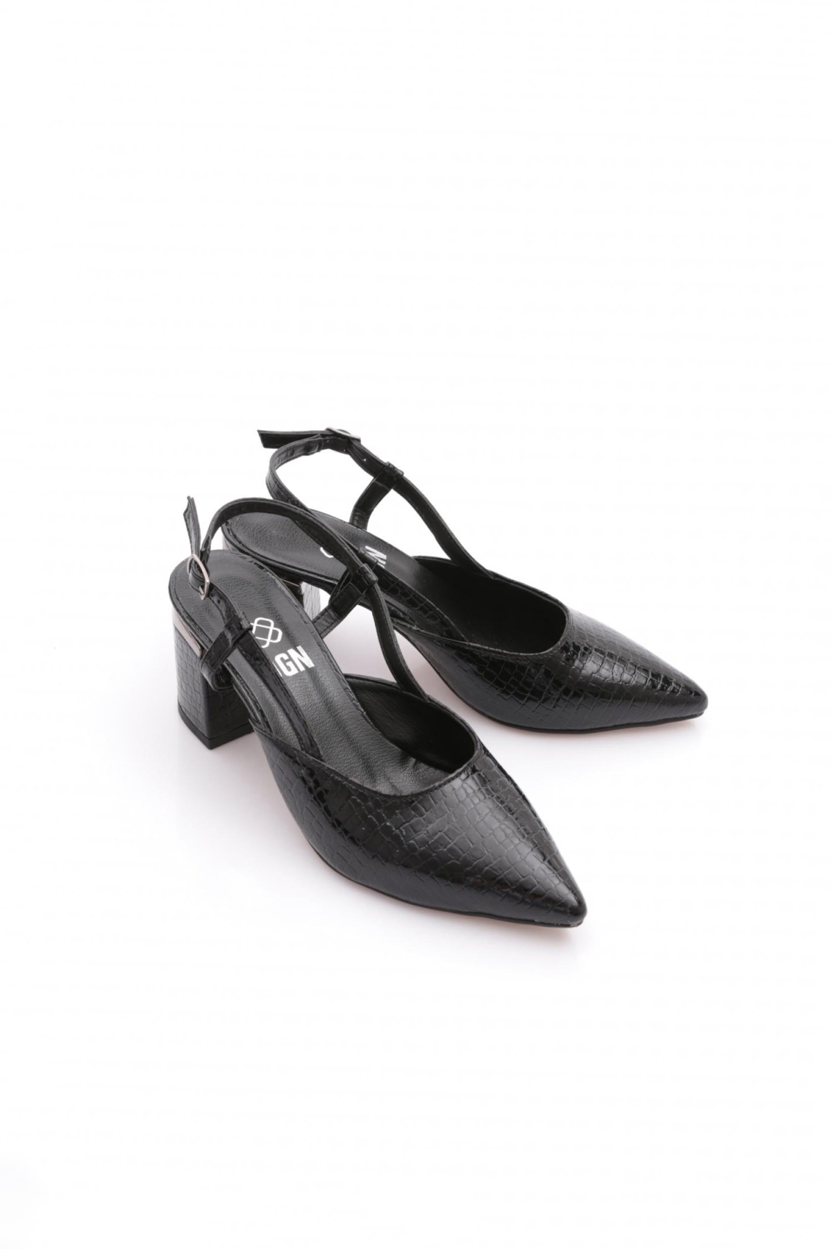 Dgn Dgn Siyah 230 Kadin Sivri Burun Arkasi Açik Bilekten Kemerli Kalin Topuklu Ayakkabi Topuklu Ayakkabı | Flo Siyah - 3. görsel