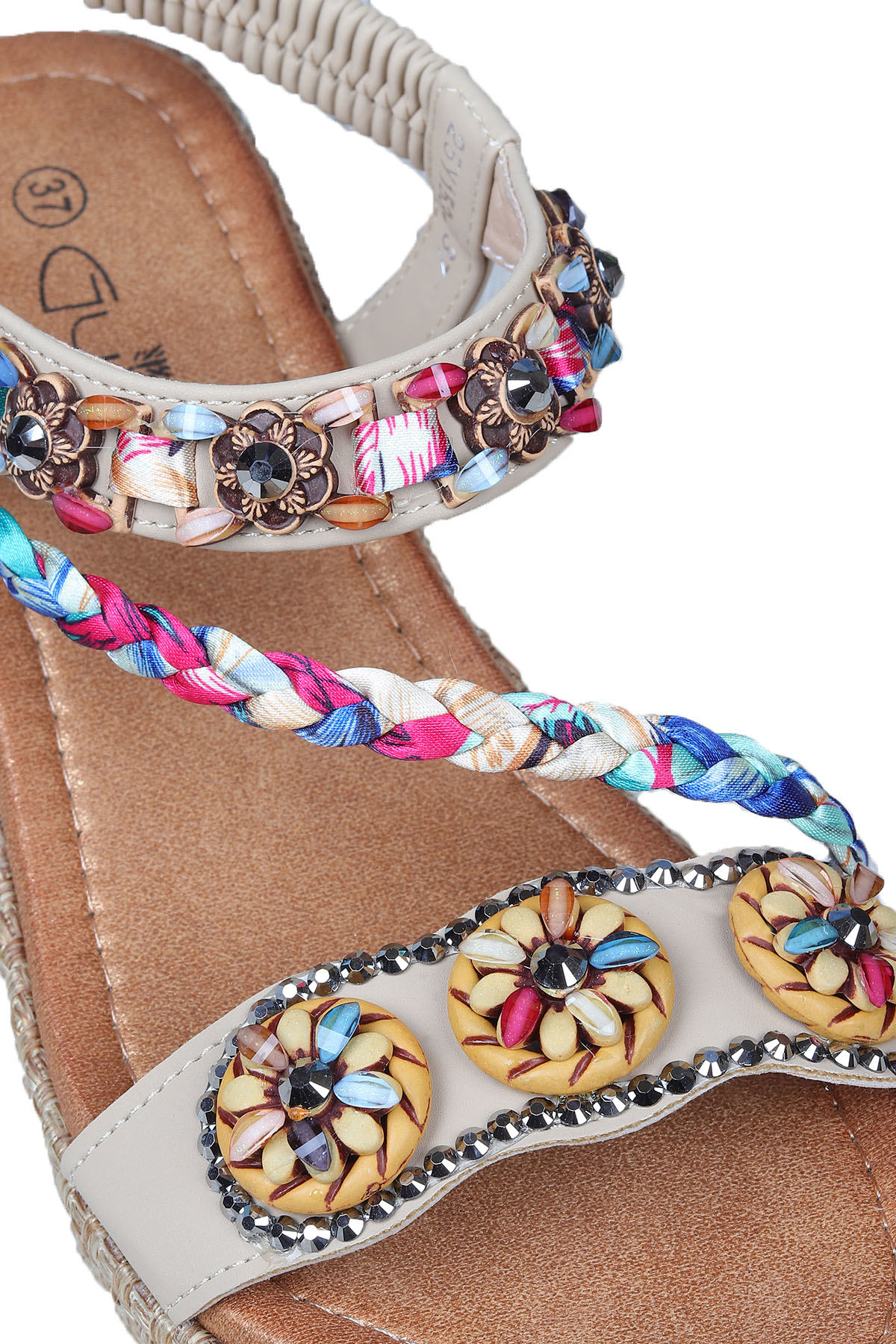 Daisy Rahat Taban Taş Boncuk Detaylı Kadın Sandalet - Görsel 7