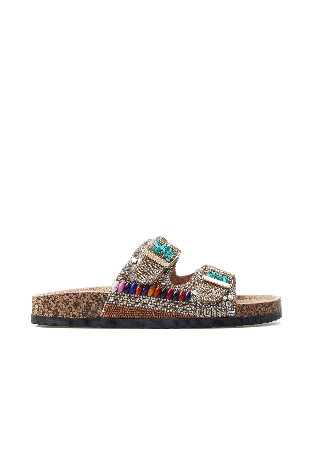 Kadın Taş Detaylı Tokalı Günlük Terlik 25y 25y102-2 Z Camel - Görsel 2