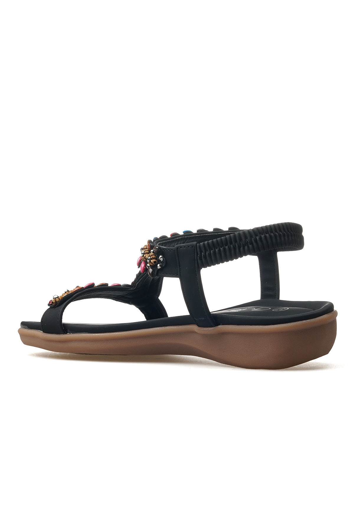 Kadın Taş Detaylı Günlük Sandalet 25y 25y150-8 Z Siyah - Görsel 4