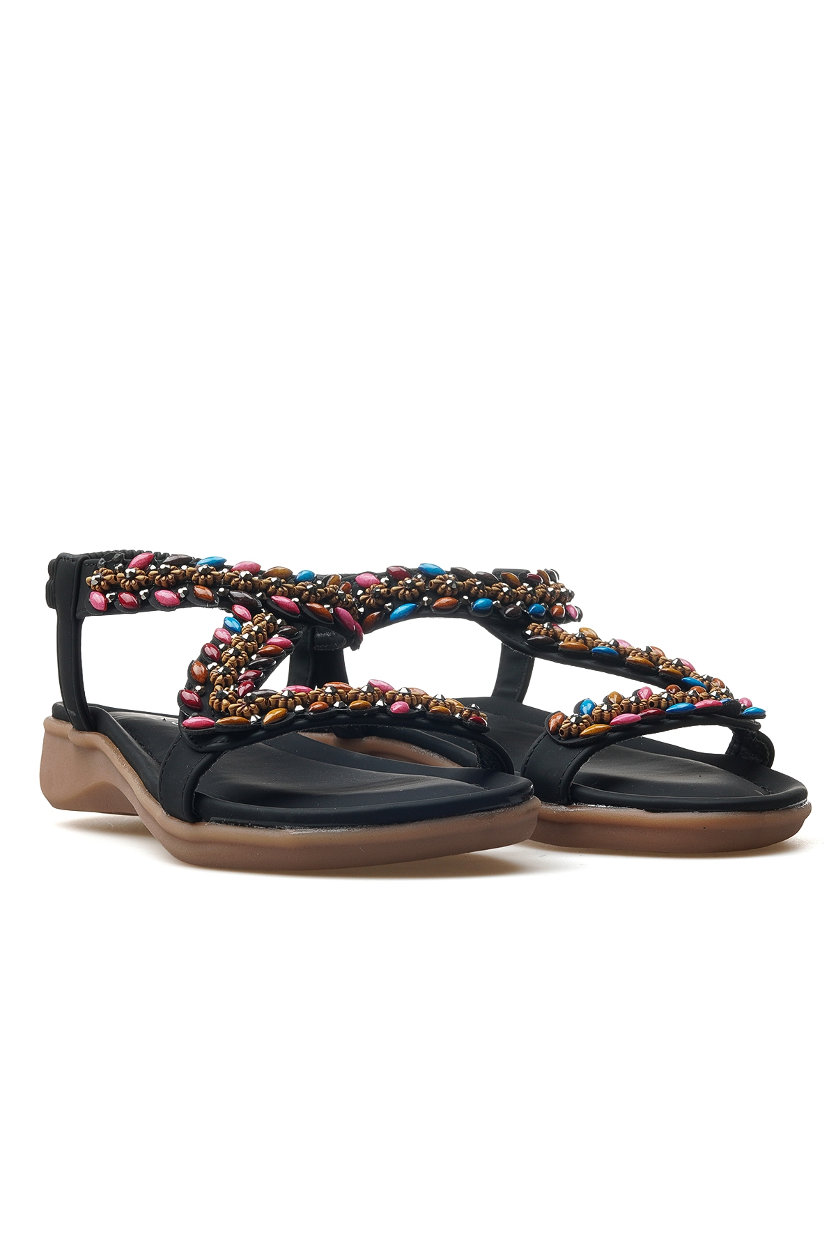 Kadın Taş Detaylı Günlük Sandalet 25y 25y150-8 Z Siyah - Görsel 6