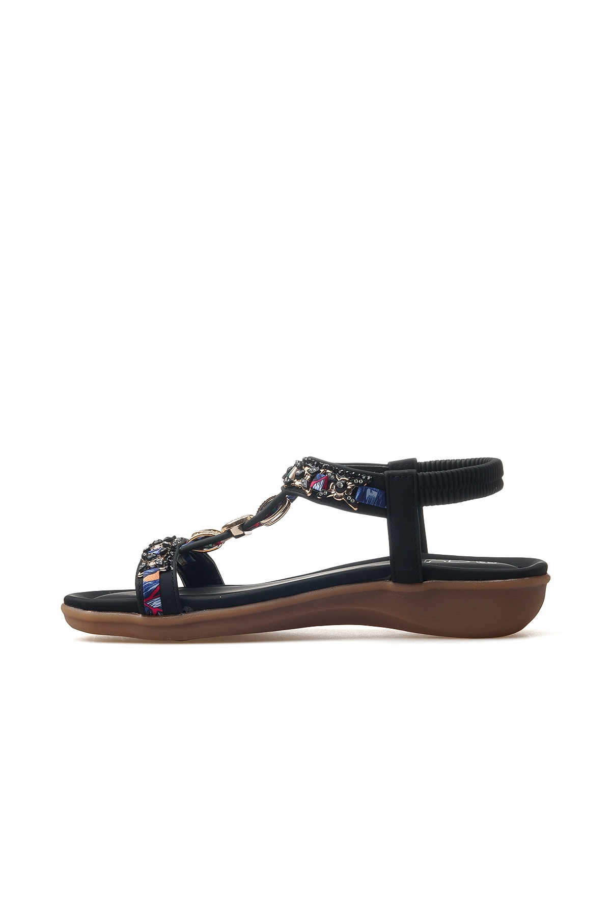 Kadın Taş Detaylı Günlük Sandalet 25y 25y150-11 Z Siyah - Görsel 3