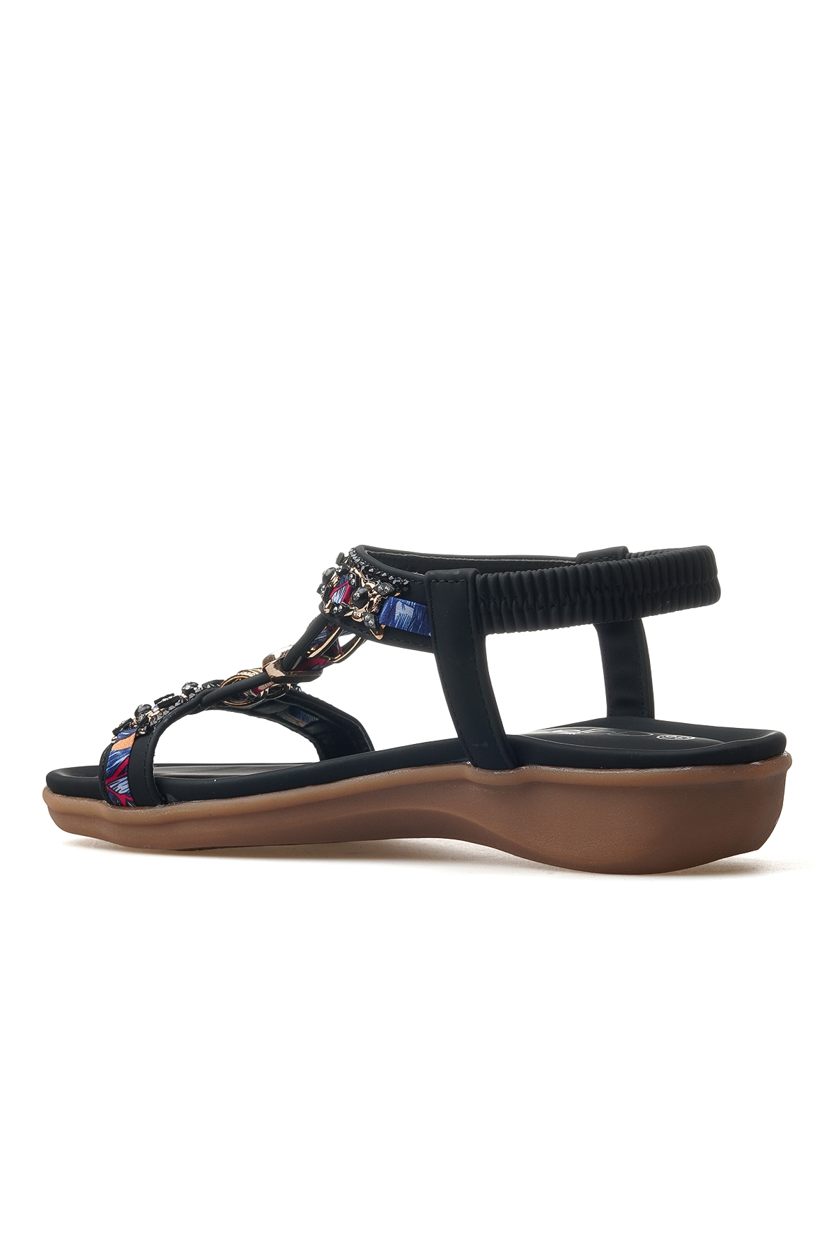 Kadın Taş Detaylı Günlük Sandalet 25y 25y150-11 Z Siyah - Görsel 4