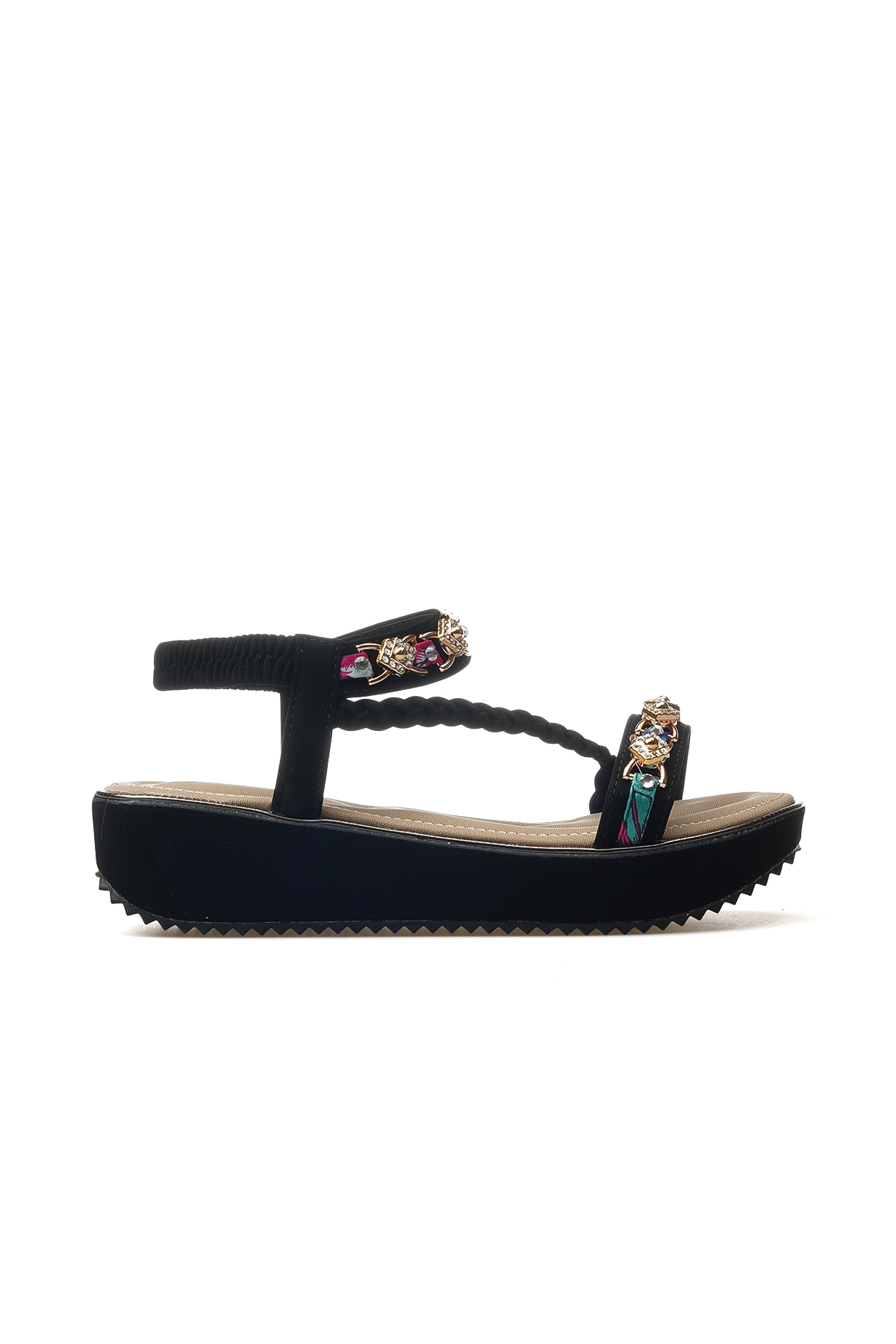 Kadın Taş Detaylı Günlük Sandalet Ayakkabı 25y 25y121-4 Z Siyah - Görsel 2