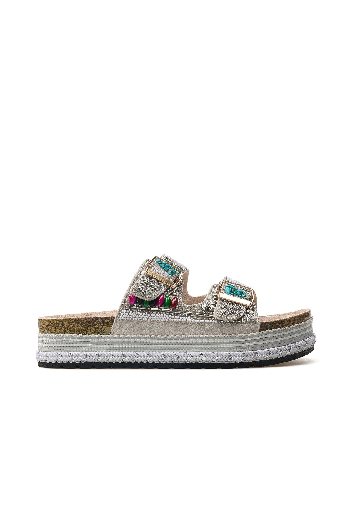 Kadın Taş Detaylı Günlük Terlik 25y 25y103 Z Beyaz - Görsel 2