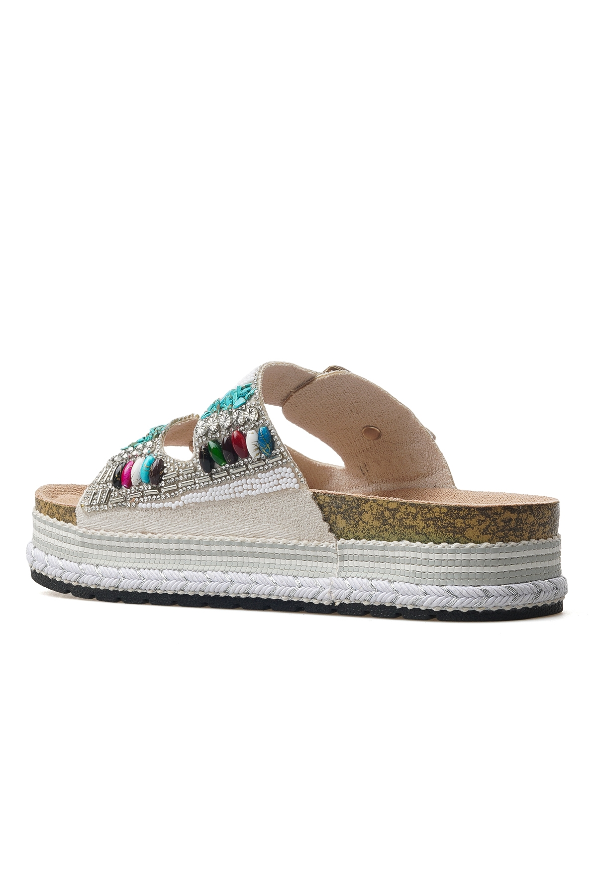 Kadın Taş Detaylı Günlük Terlik 25y 25y103 Z Beyaz - Görsel 4