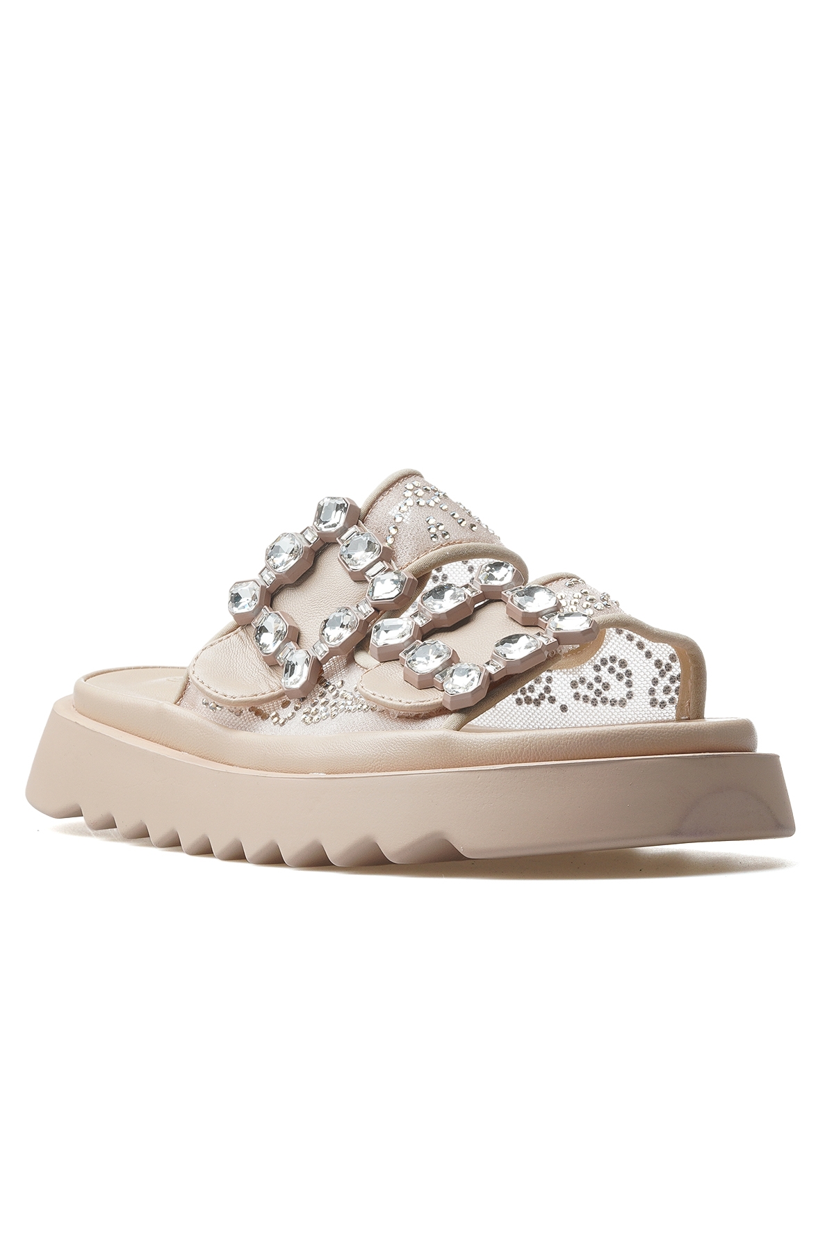 Kadın Taş Detaylı Günlük Terlik 25y 25y342 Z Bej - Görsel 5