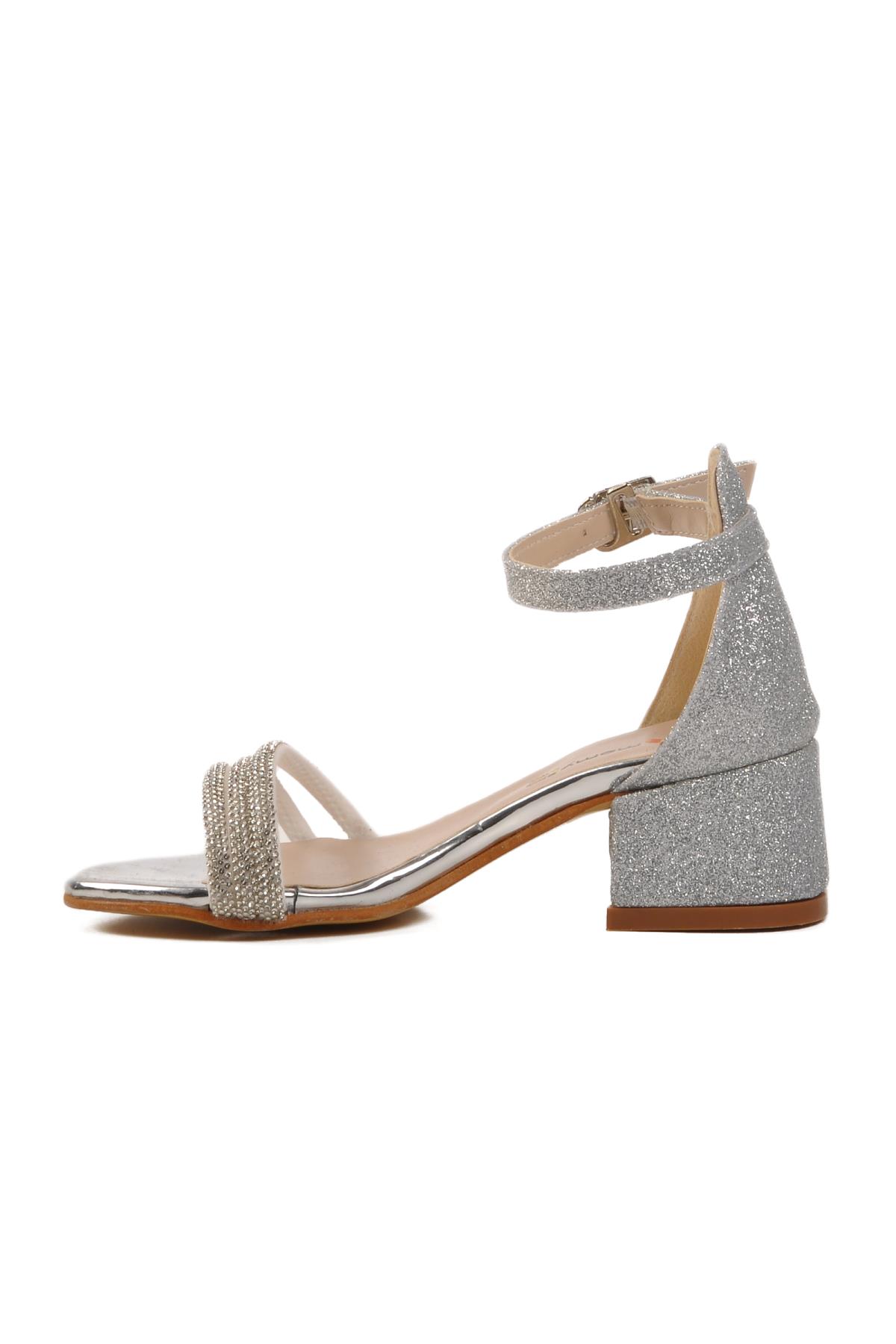 6504 P Gümüş Kız Çocuk Abiye Ayakkabı Momy - Görsel 3