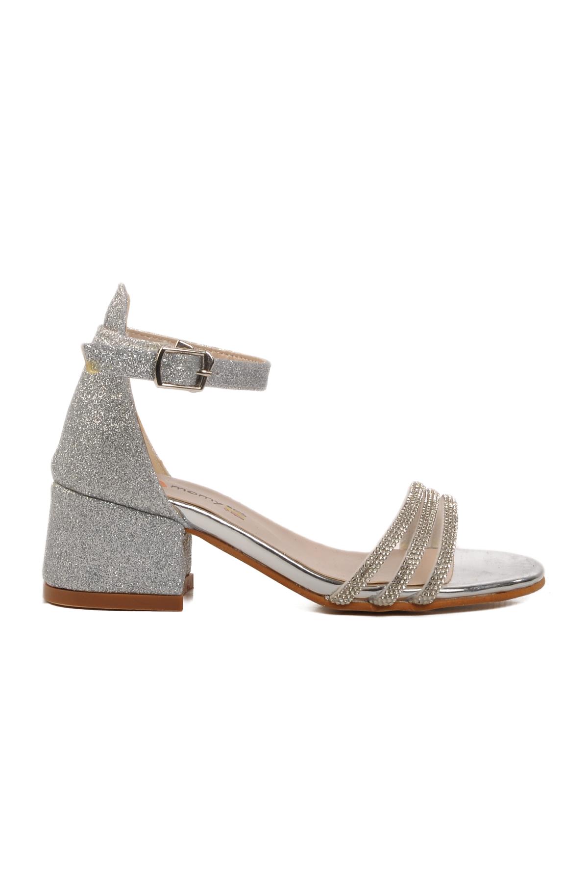 6504 P Gümüş Kız Çocuk Abiye Ayakkabı Momy - Görsel 4