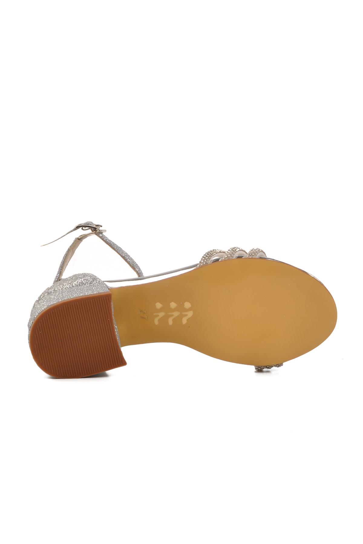 6504 P Gümüş Kız Çocuk Abiye Ayakkabı Momy - Görsel 6