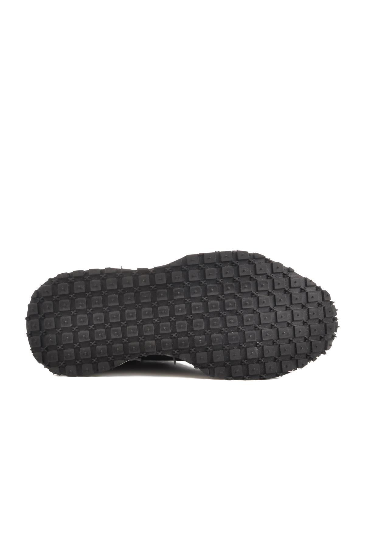 4Y2187 Siyah-Beyaz Hakiki Deri Erkek Sneaker - Görsel 6