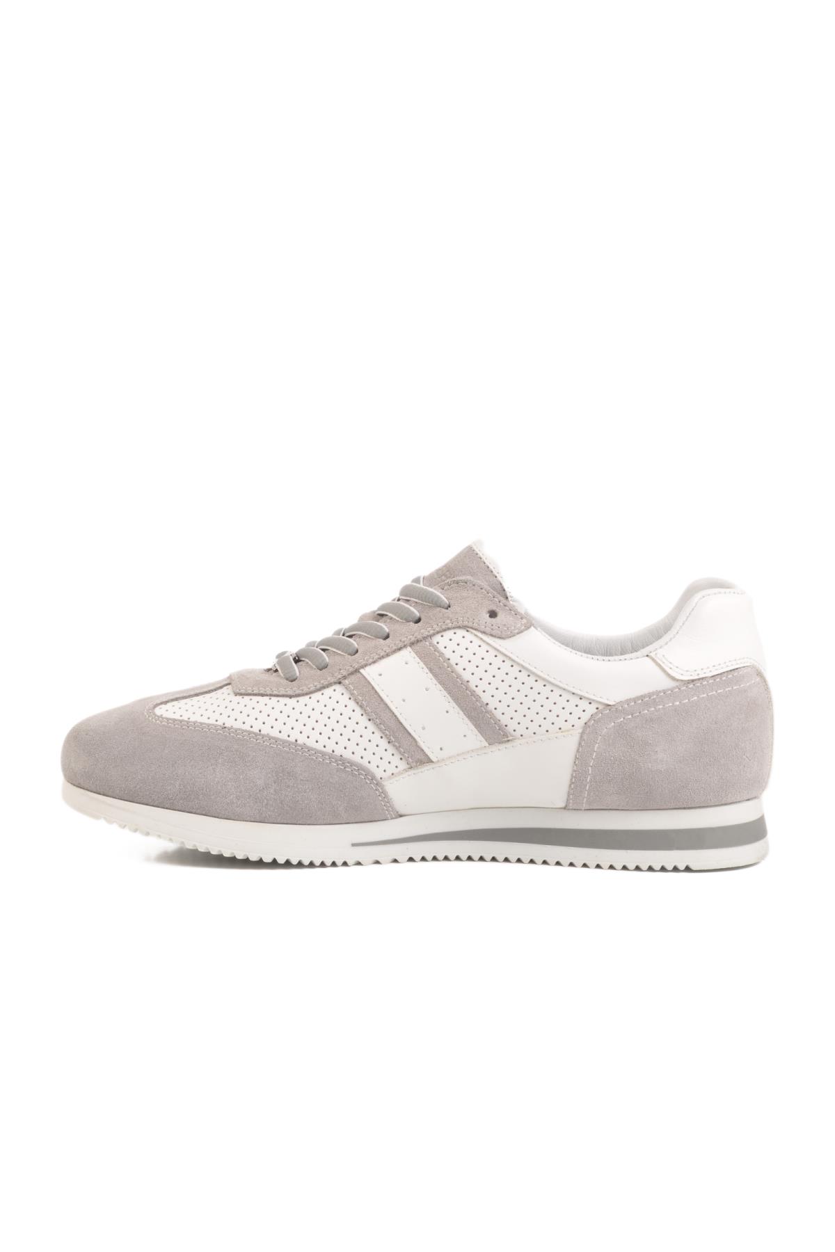 4Y1546 Gri-Beyaz Hakiki Deri Erkek Sneaker - Görsel 3