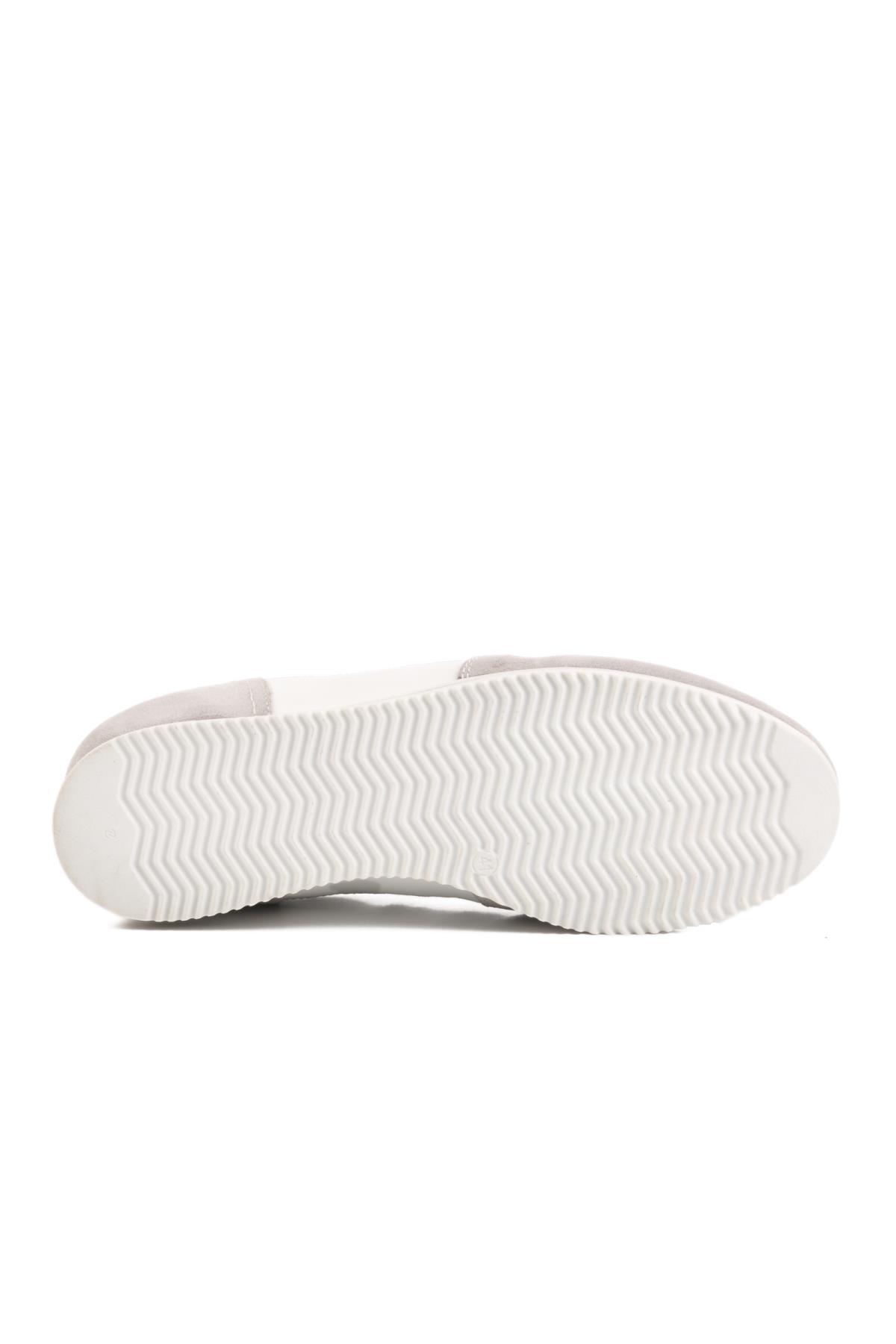 4Y1546 Gri-Beyaz Hakiki Deri Erkek Sneaker - Görsel 6