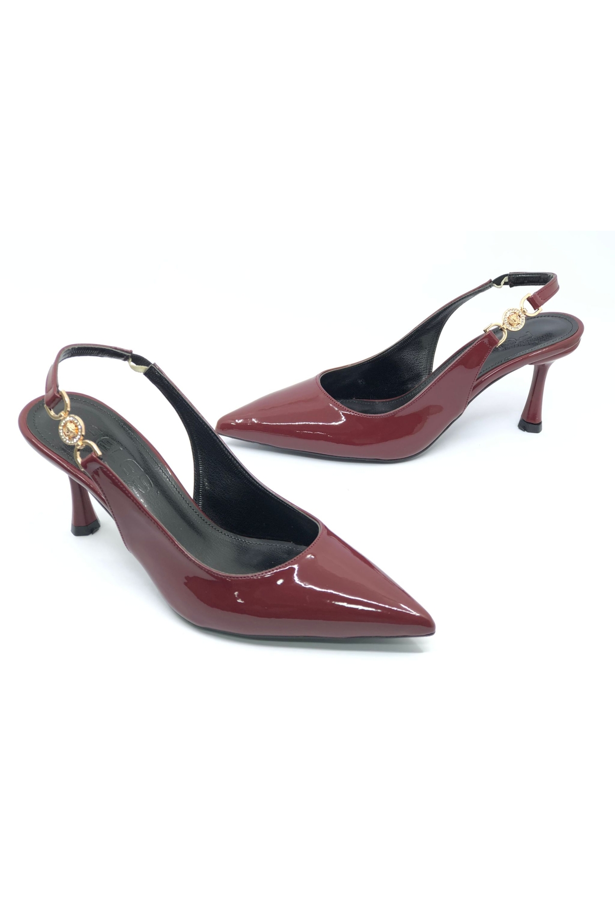 Yan Toka Detaylı Arkası Açık Stiletto Kadın Topuklu Ayakkabı - Görsel 3