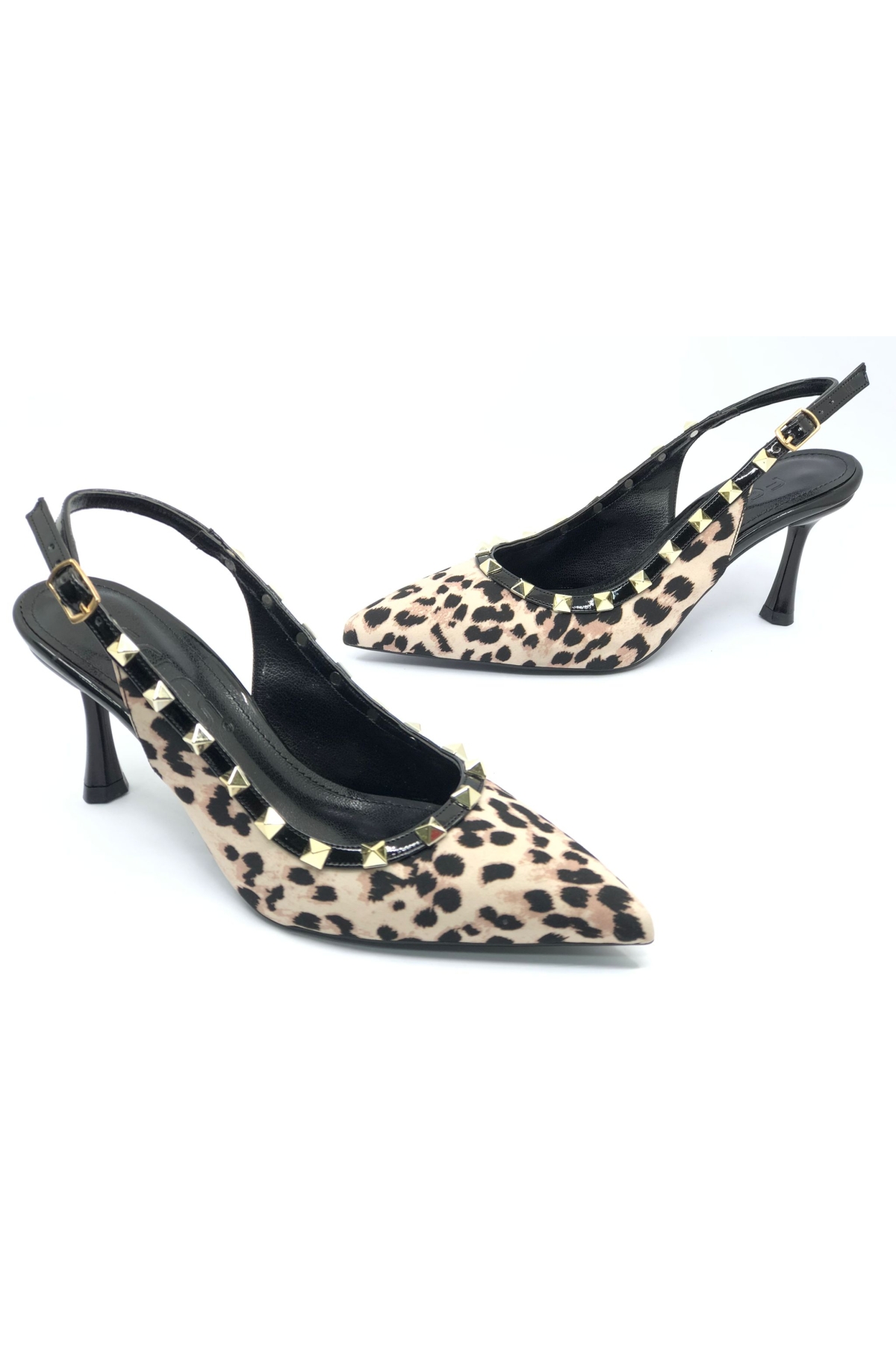 Zımba Şerit Detaylı Arkası Açık Stiletto Kadın Topuklu Ayakkabı - Görsel 3