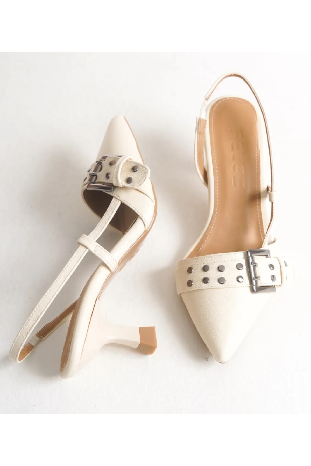 Zımba Toka Detaylı Arkası Açık Stiletto Kadın Topuklu Ayakkabı - Görsel 6