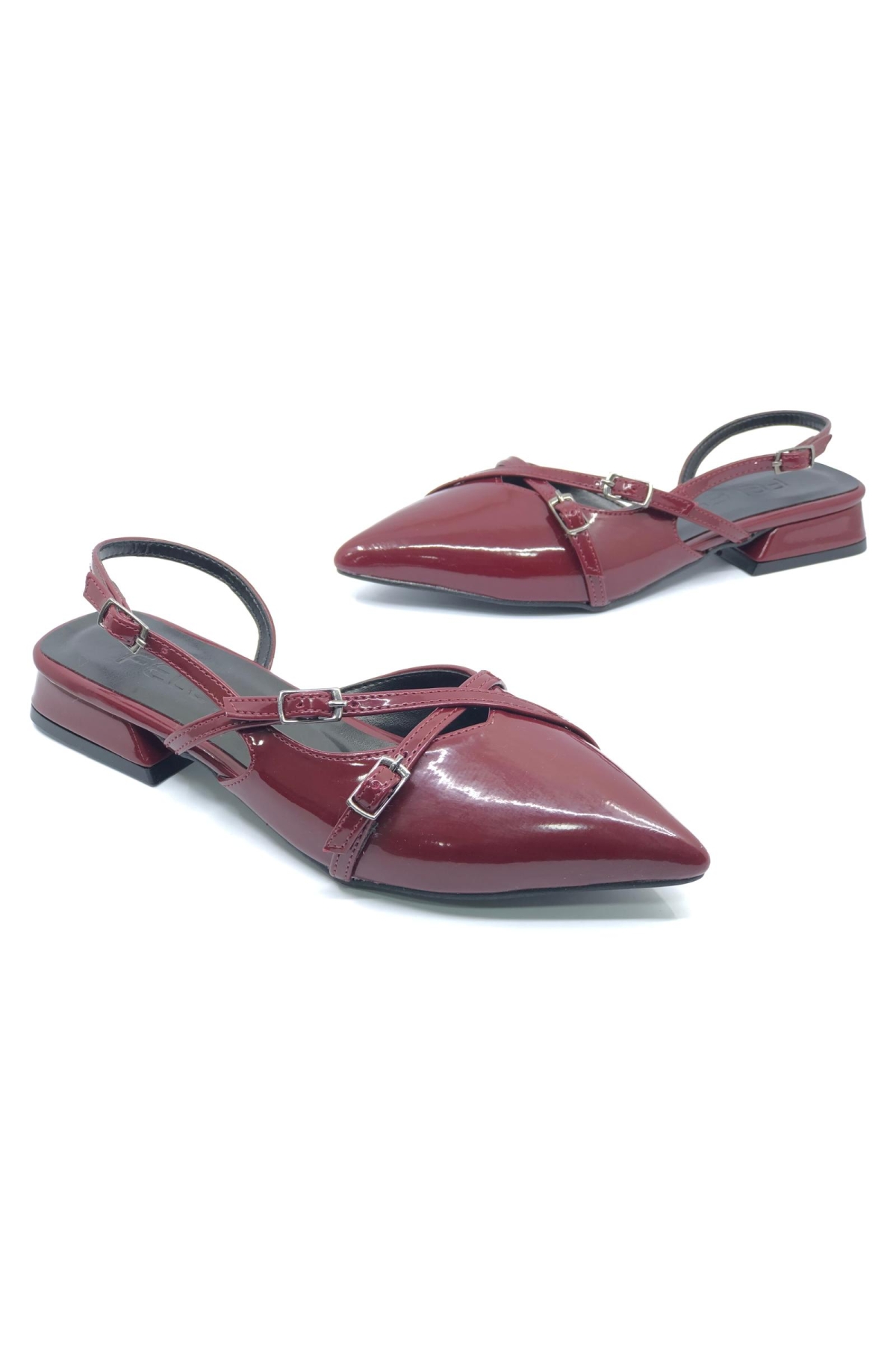 Toka Detaylı Kısa Topuklu Arkası Açık Kadın Babet Ayakkabı - Görsel 4