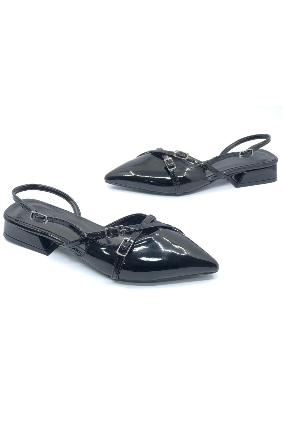Toka Detaylı Kısa Topuklu Arkası Açık Kadın Babet Ayakkabı - Görsel 2