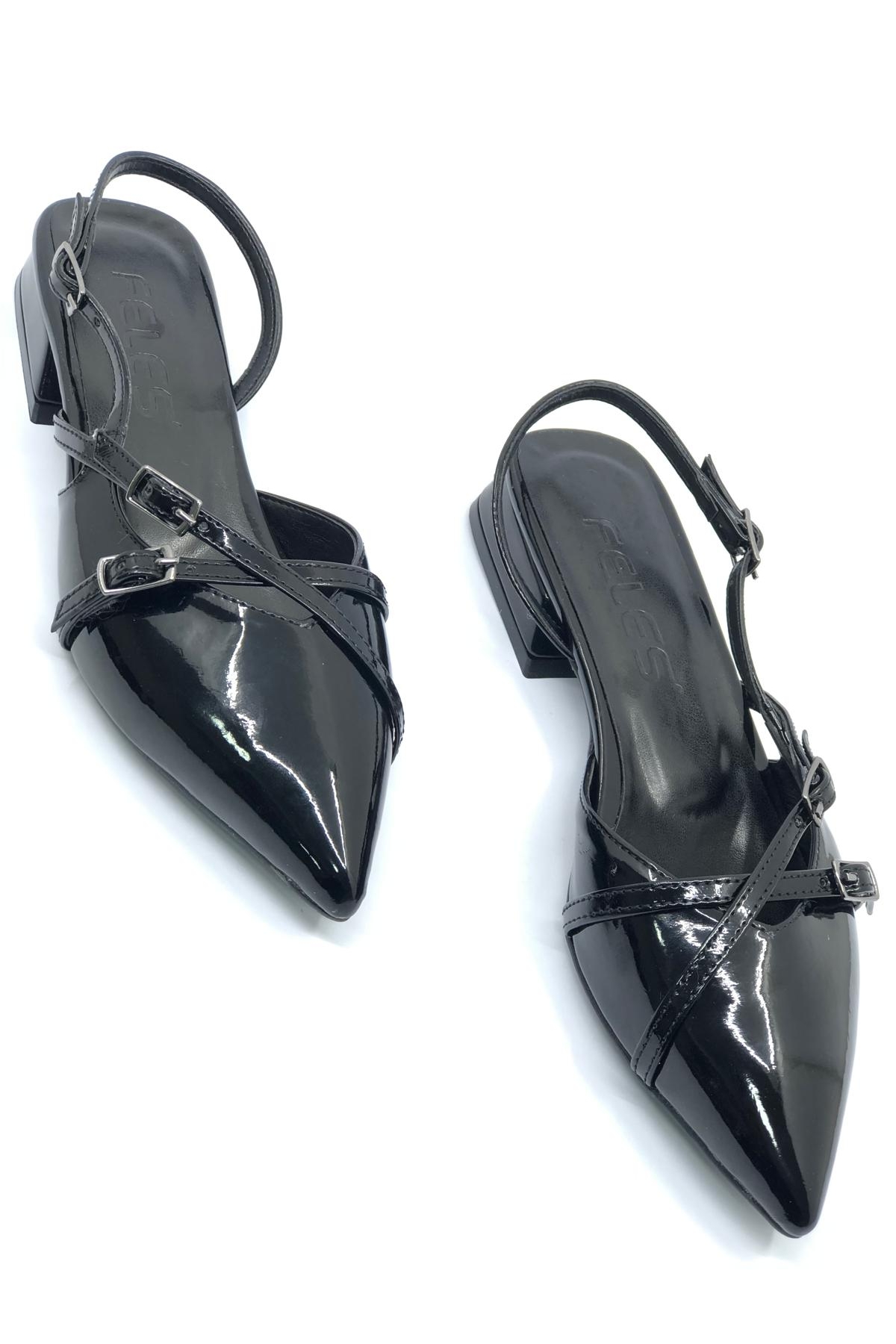 Toka Detaylı Kısa Topuklu Arkası Açık Kadın Babet Ayakkabı - Görsel 4