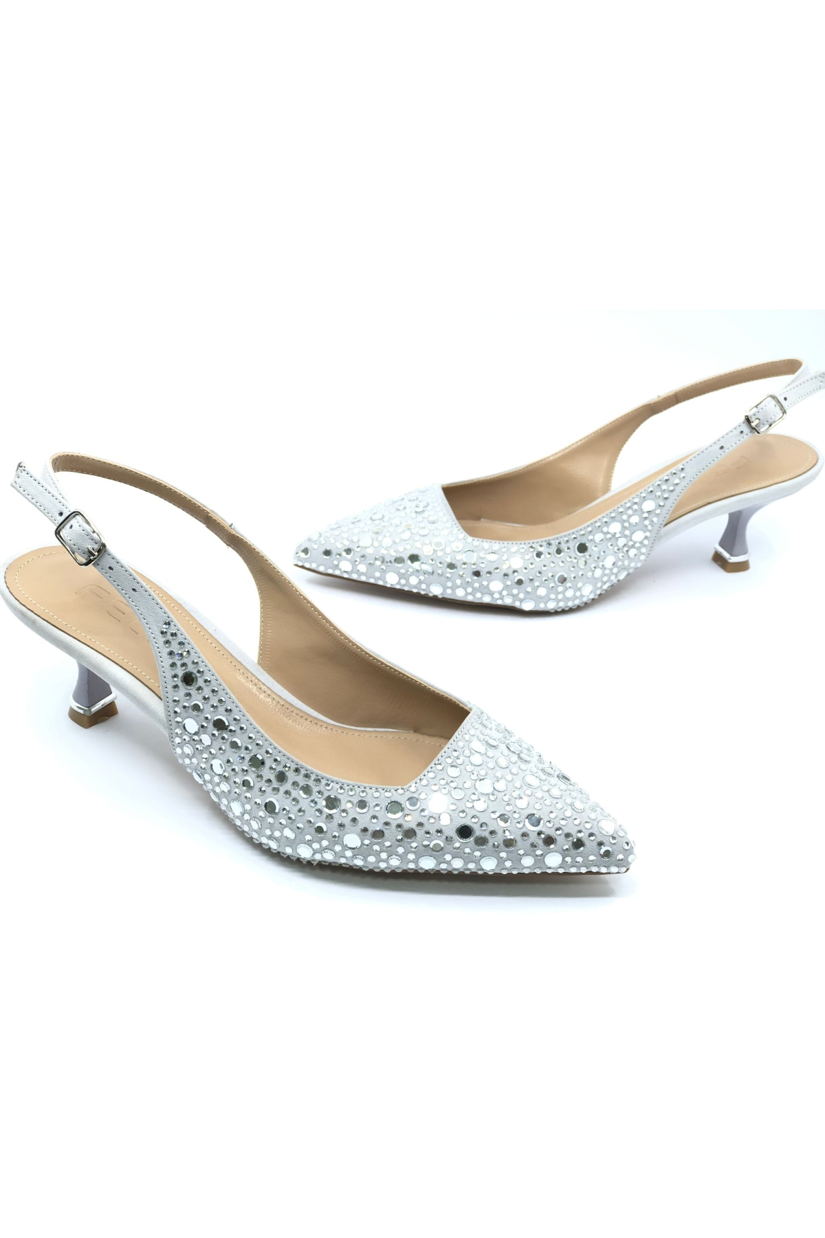 Şeker Topuk Taş Detaylı Arkası Açık Stiletto Kadın Topuklu Ayakkabı - Görsel 3