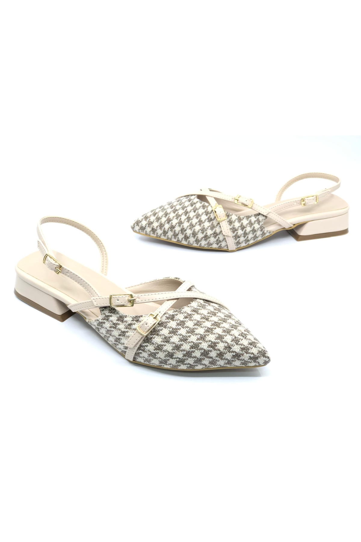 Toka Detaylı Kısa Topuklu Arkası Açık Kadın Babet Ayakkabı - Görsel 2