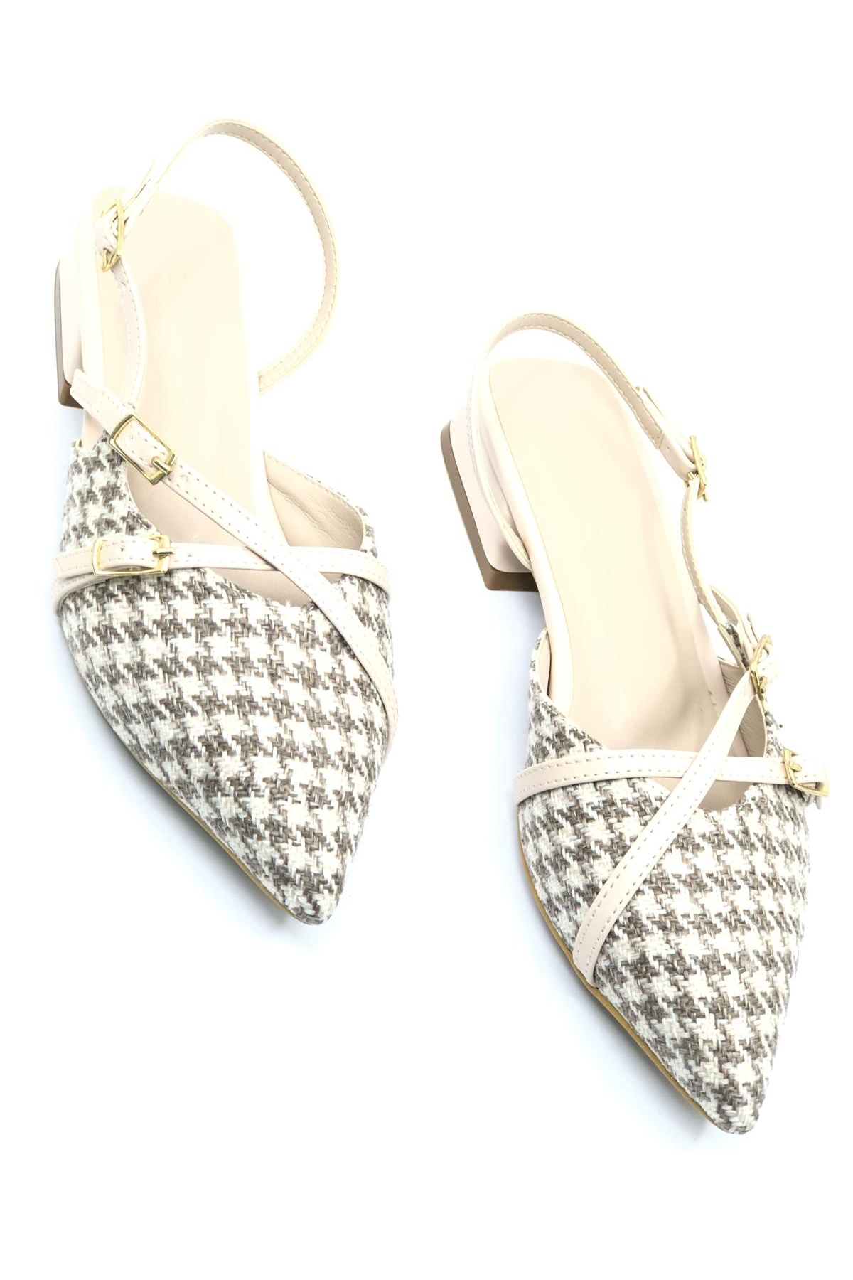 Toka Detaylı Kısa Topuklu Arkası Açık Kadın Babet Ayakkabı - Görsel 4