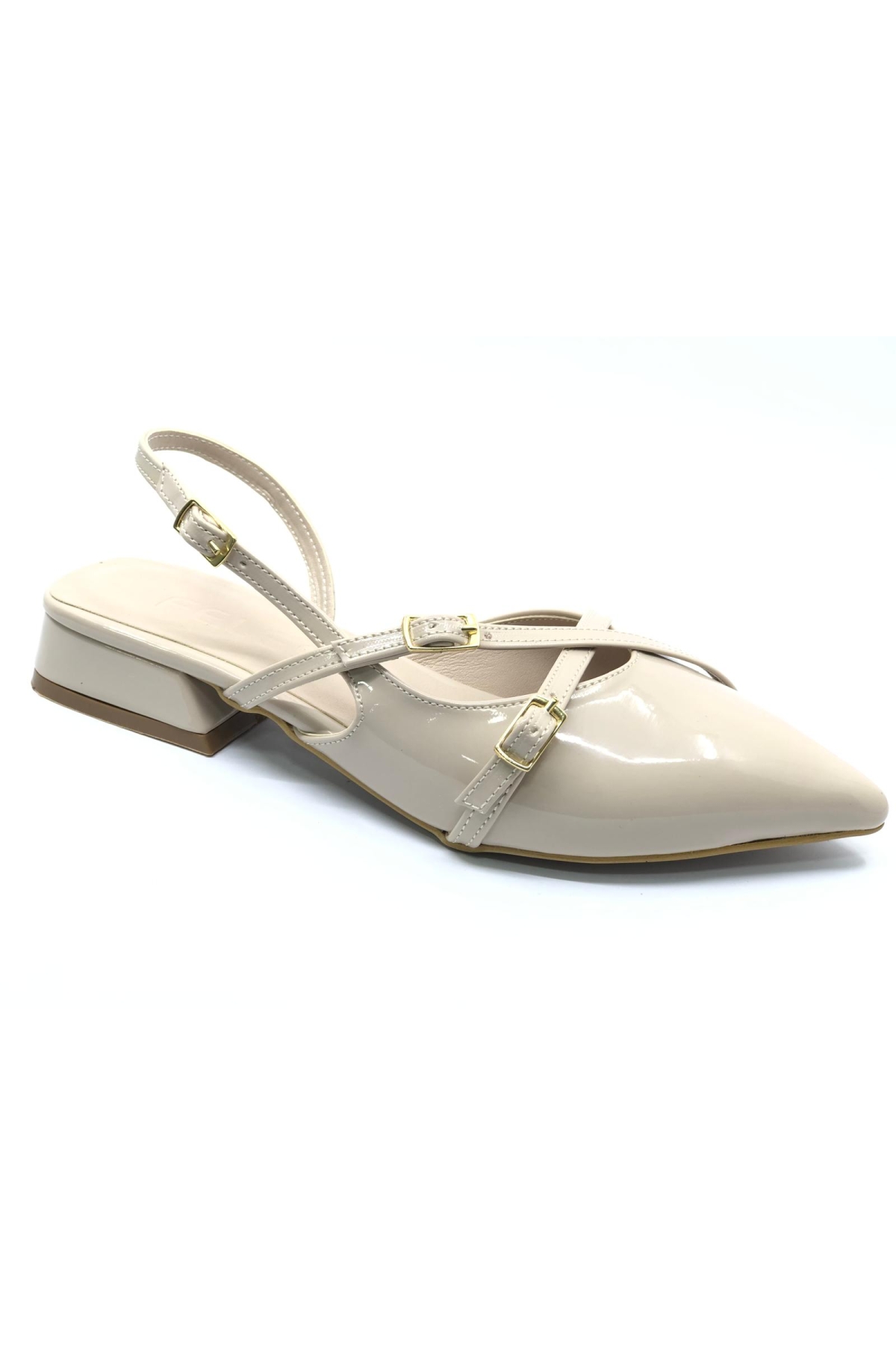 Toka Detaylı Kısa Topuklu Arkası Açık Kadın Babet Ayakkabı - Görsel 3