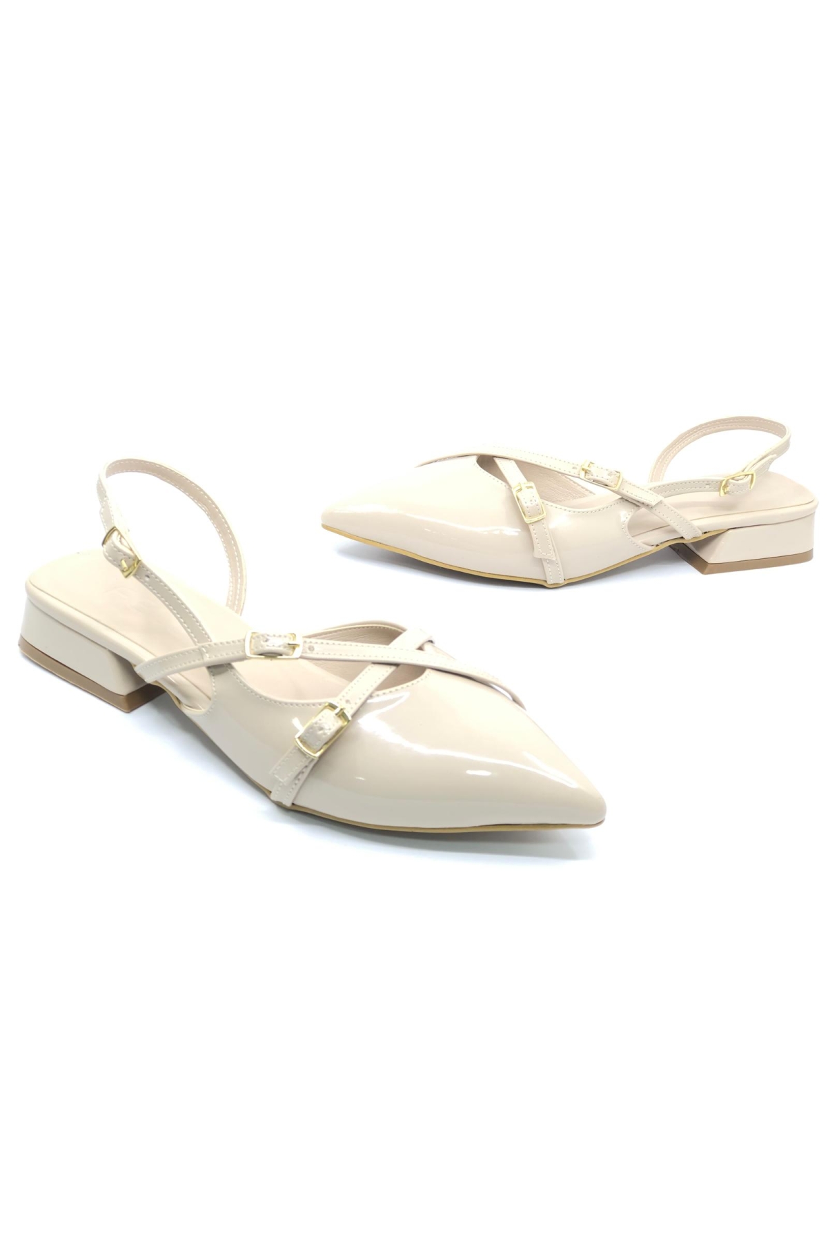 Toka Detaylı Kısa Topuklu Arkası Açık Kadın Babet Ayakkabı - Görsel 5