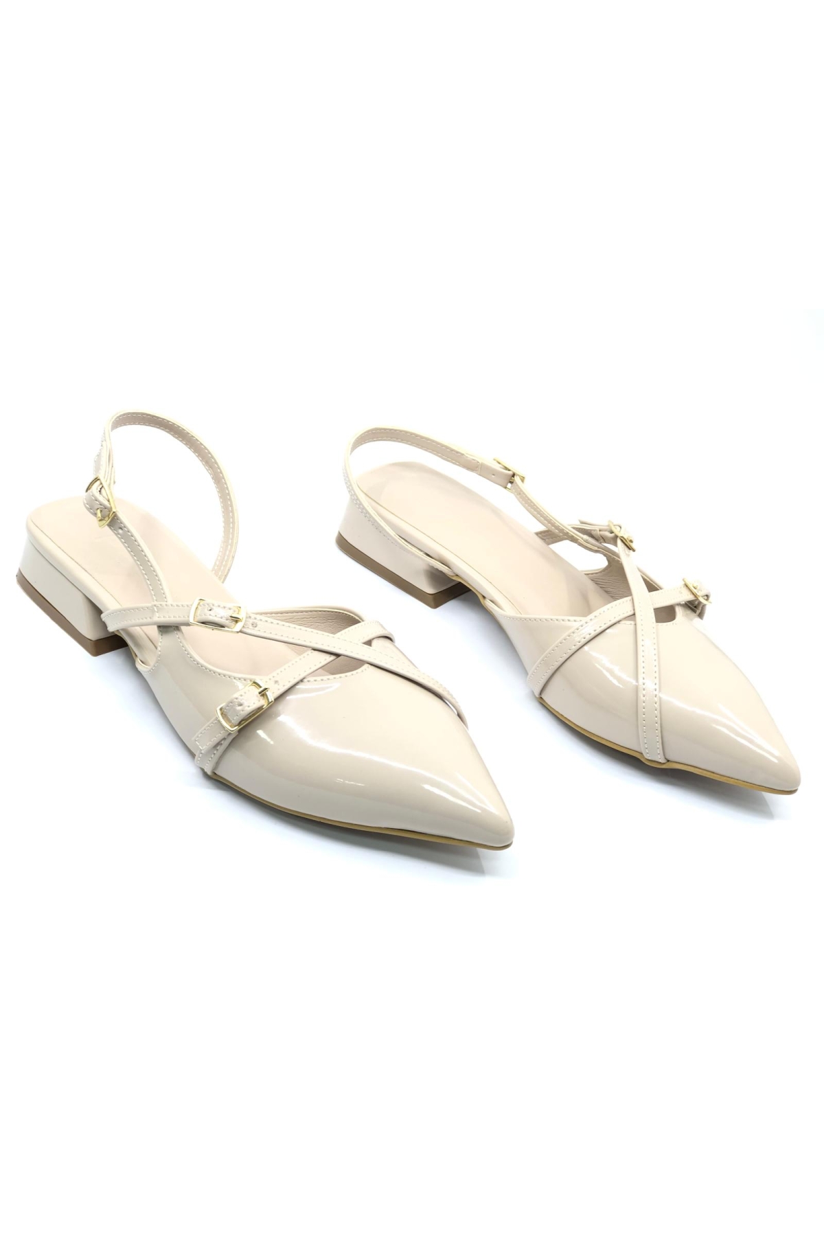 Toka Detaylı Kısa Topuklu Arkası Açık Kadın Babet Ayakkabı - Görsel 6