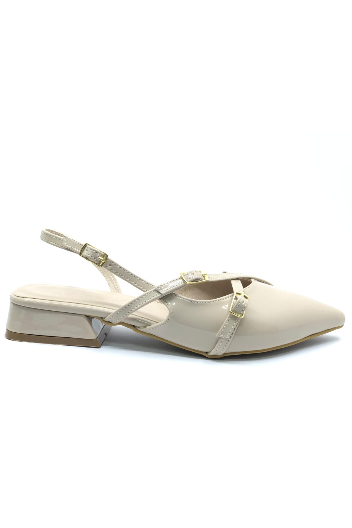 Toka Detaylı Kısa Topuklu Arkası Açık Kadın Babet Ayakkabı - Görsel 7