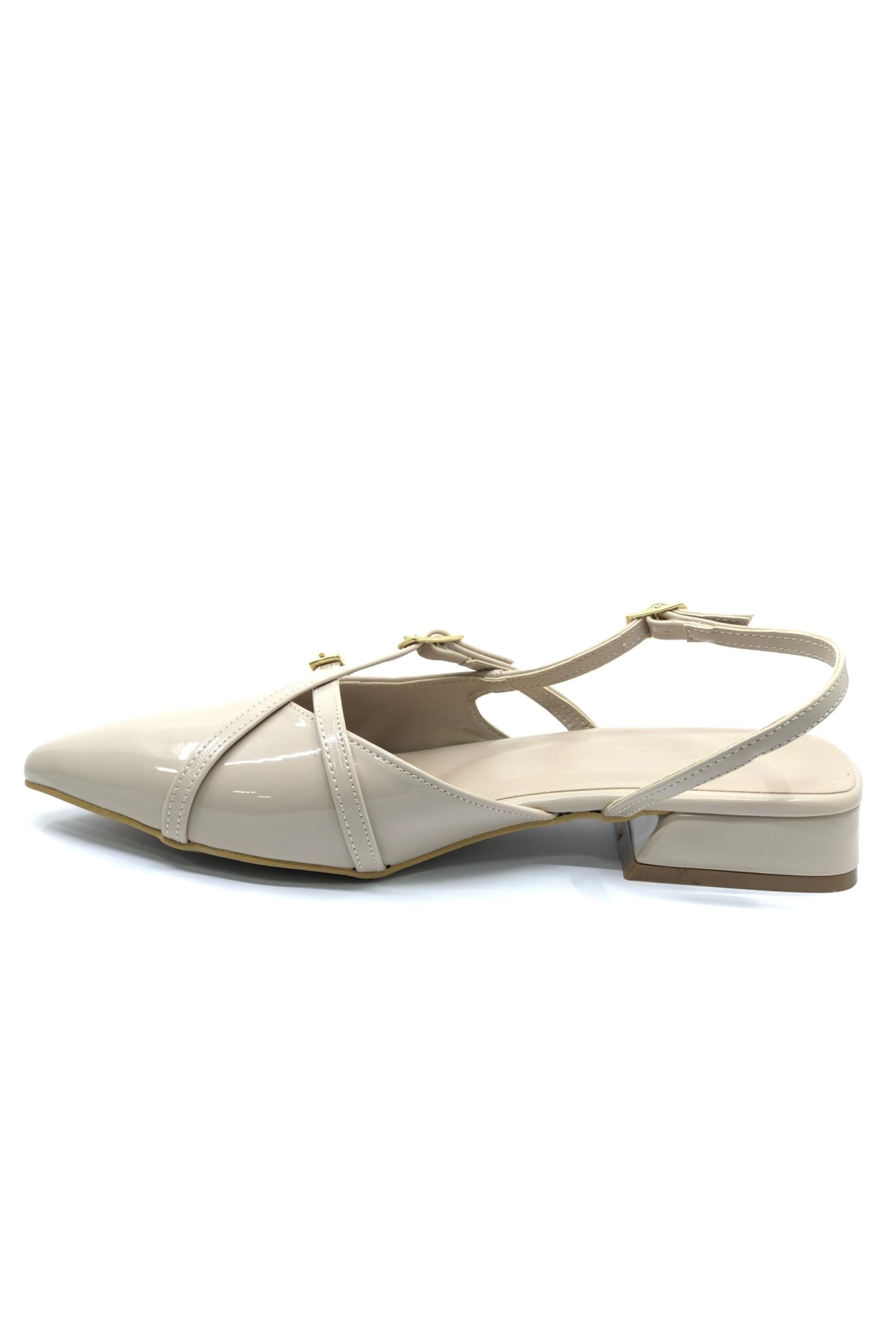 Toka Detaylı Kısa Topuklu Arkası Açık Kadın Babet Ayakkabı - Görsel 8