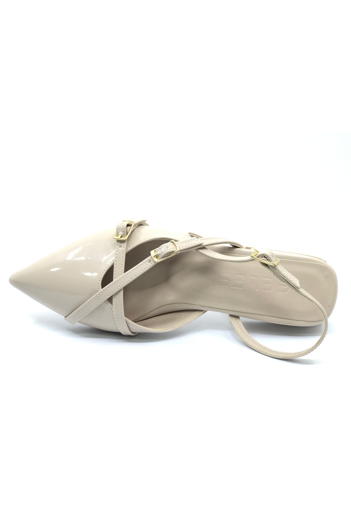 Toka Detaylı Kısa Topuklu Arkası Açık Kadın Babet Ayakkabı - Görsel 9