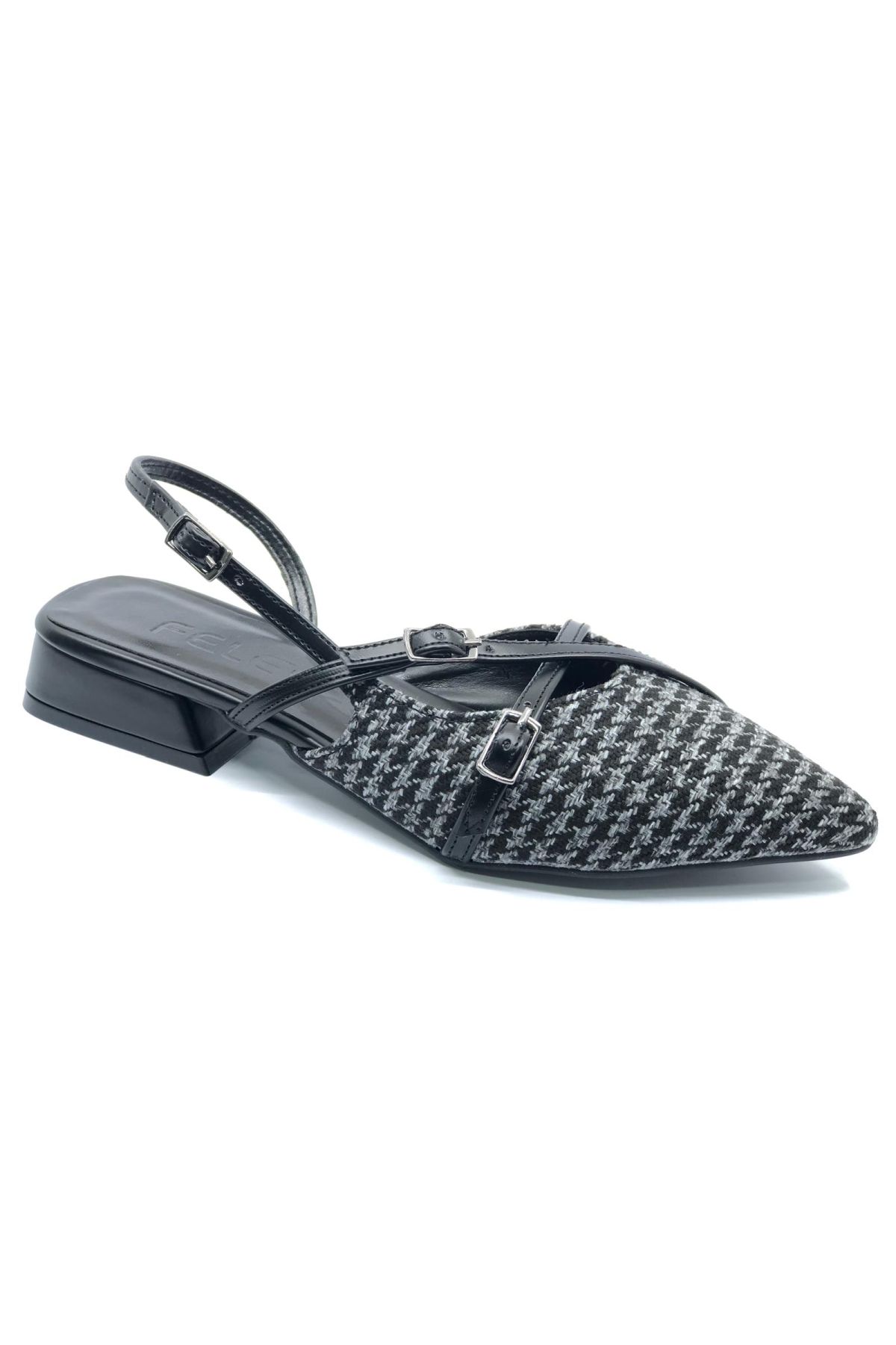 Toka Detaylı Kısa Topuklu Arkası Açık Kadın Babet Ayakkabı - Görsel 3