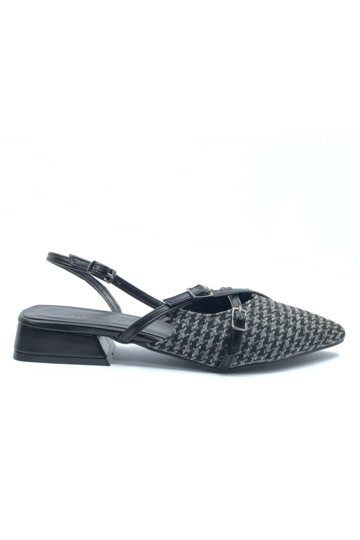 Toka Detaylı Kısa Topuklu Arkası Açık Kadın Babet Ayakkabı - Görsel 5