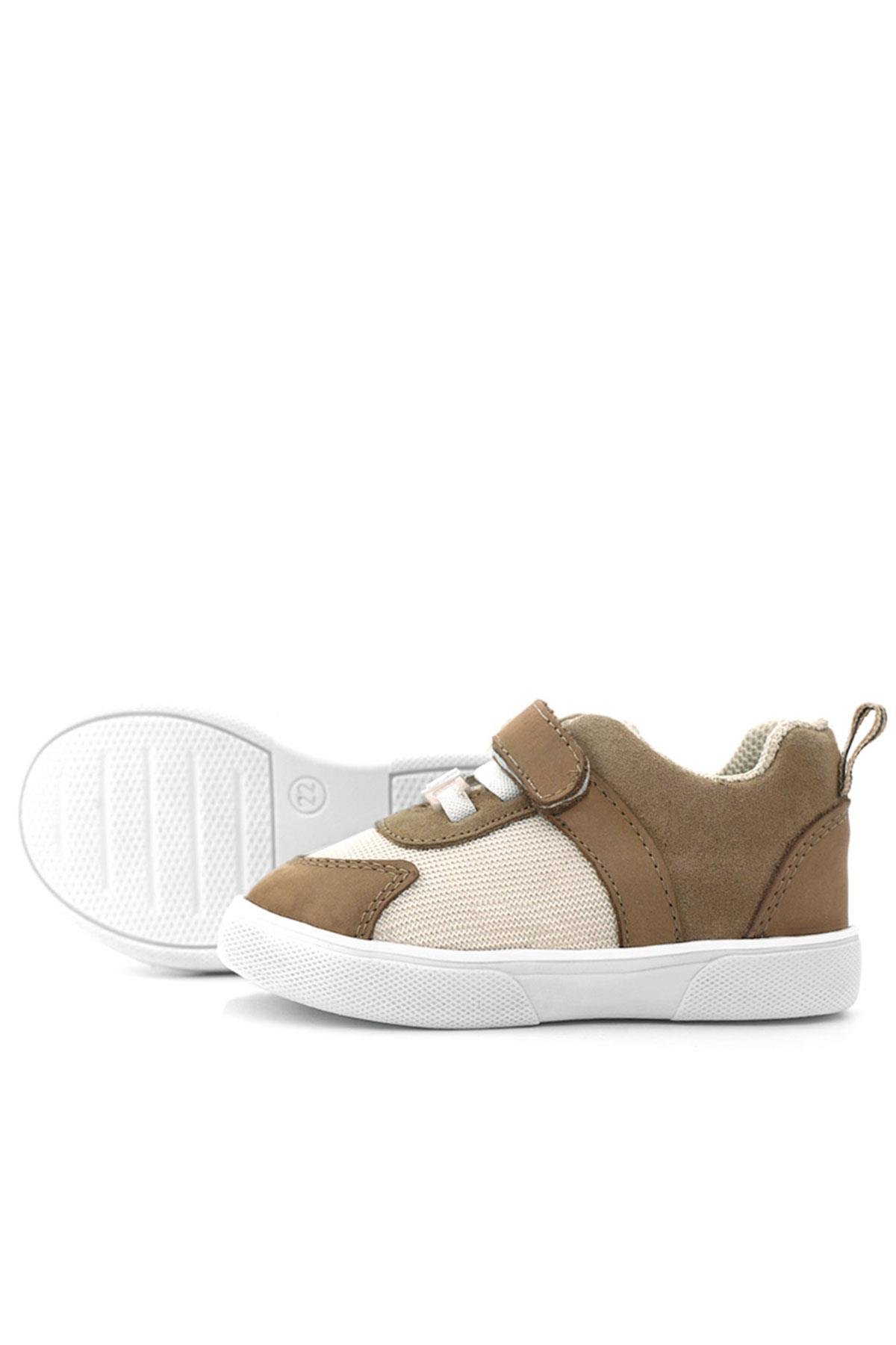 Hakiki Deri Krem Kum Rengi Cırtlı Bebek Ayakkabı - Görsel 7