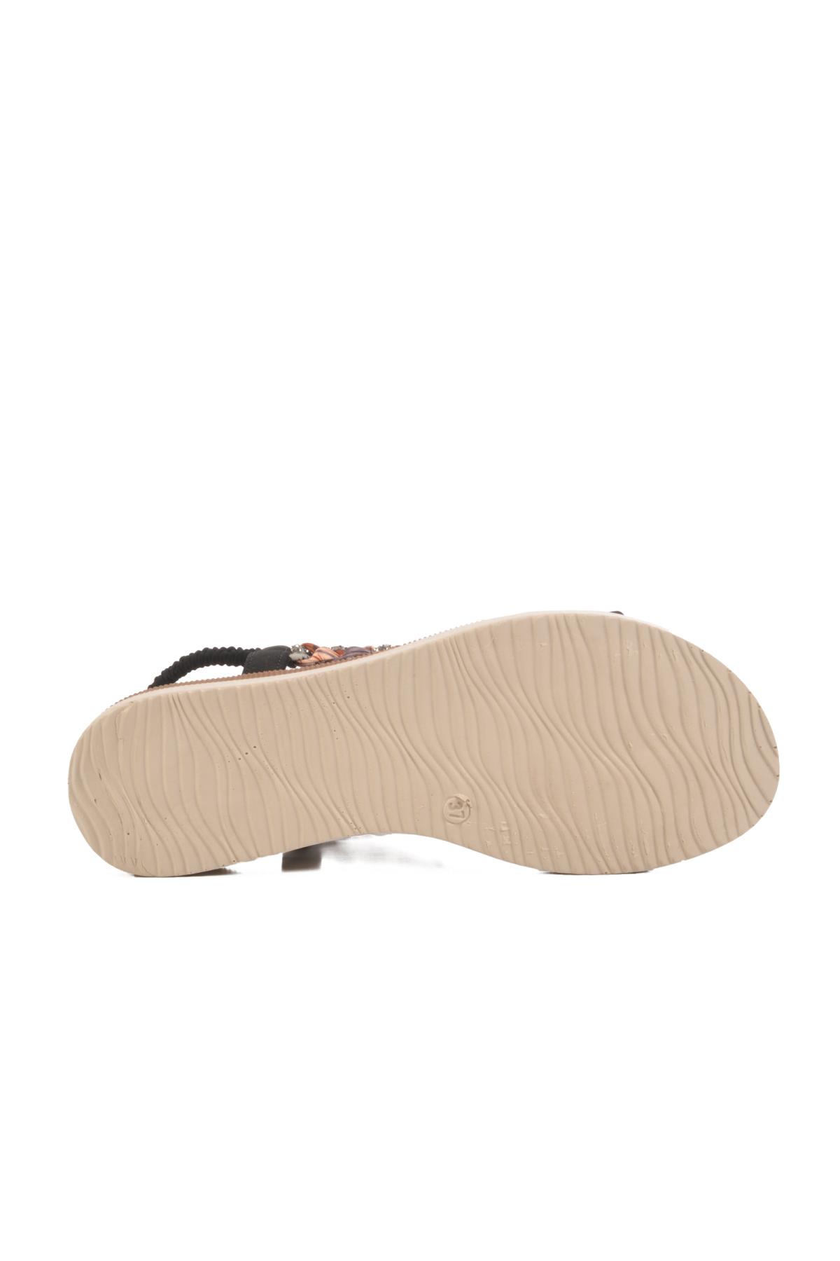 358131 Z Kadın Taşlı Siyah Sandalet - Görsel 6