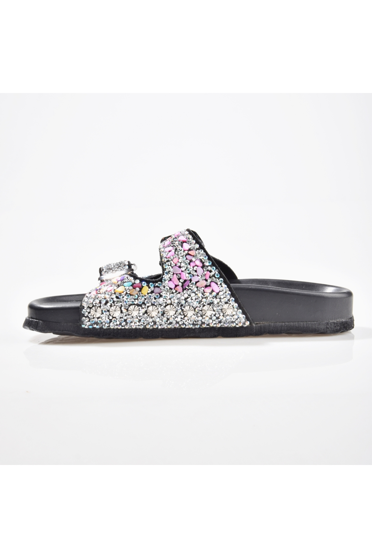 8013 Kadın Deri Taşlı Terlik - Görsel 5