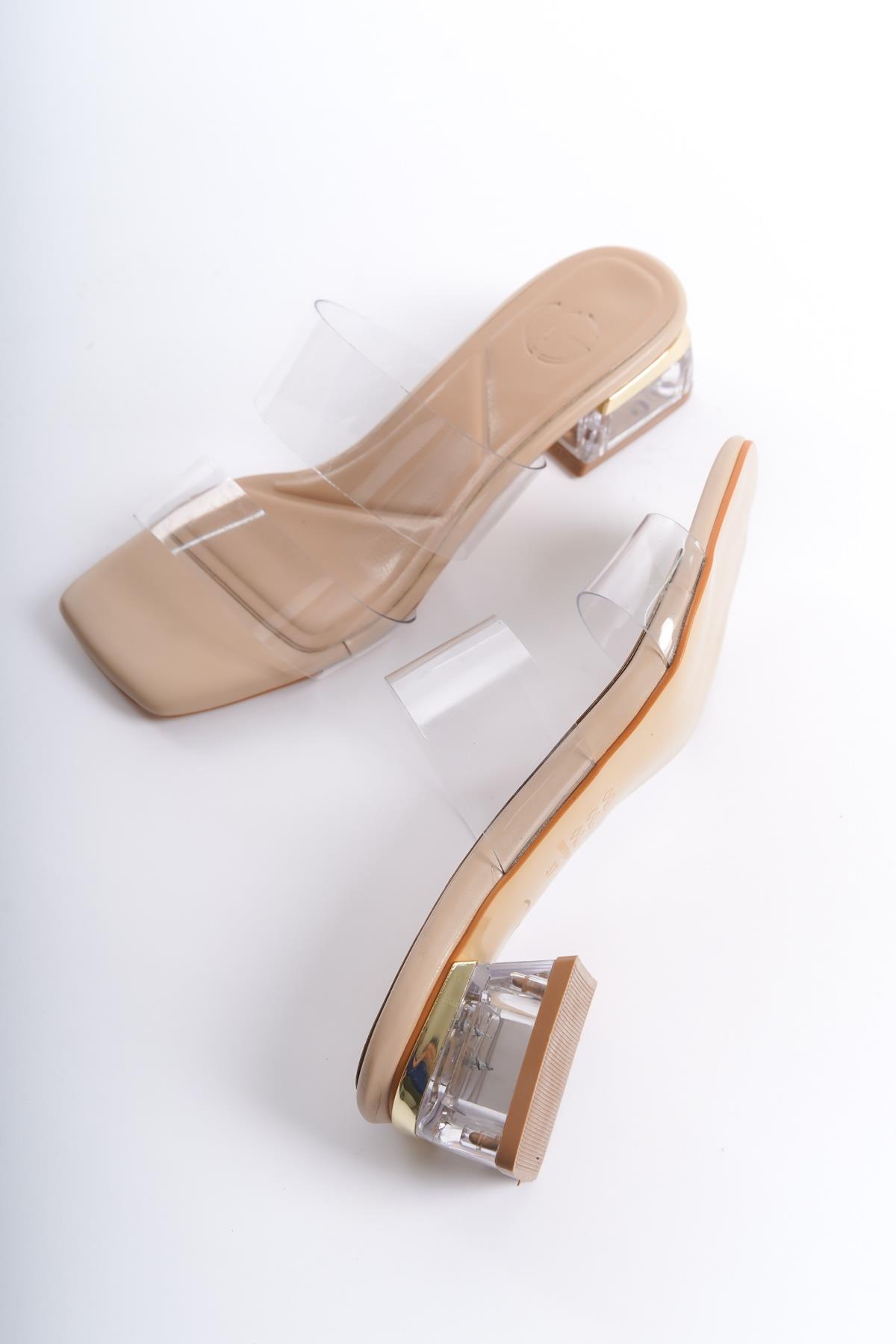 Asef Ten Nut Kısa Topuklu Şeffaf Terlik - Görsel 2