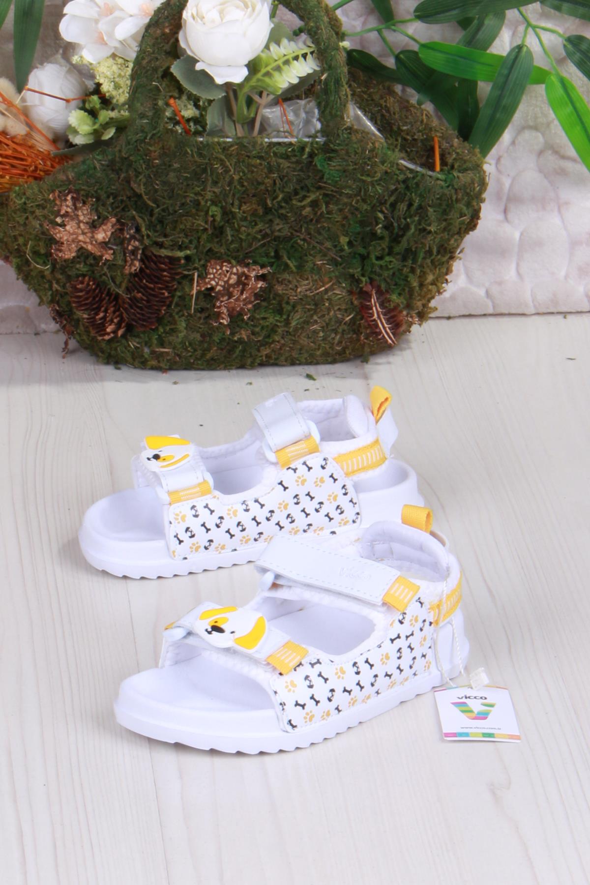 332.B25Y.250 Beyaz İnkago Anatomik Erkek Çocuk Sandalet - Görsel 4