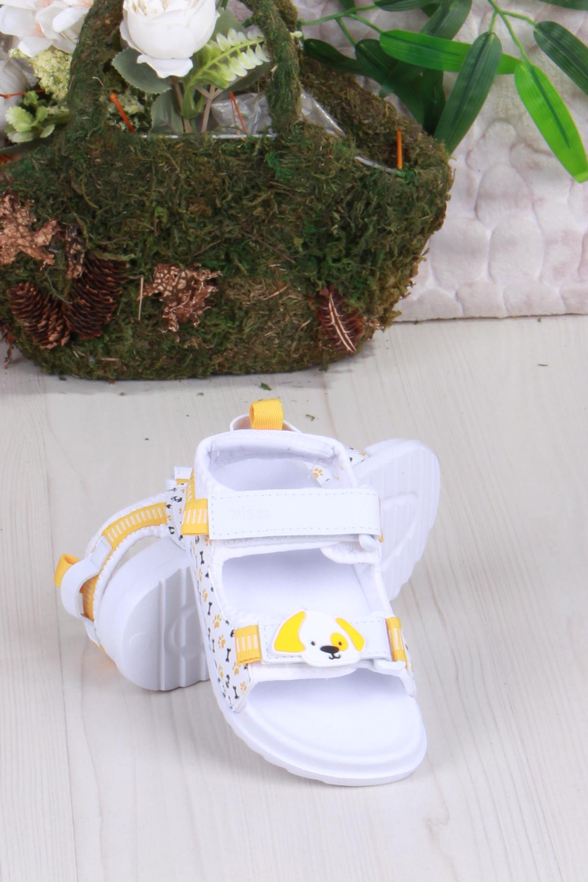 332.B25Y.250 Beyaz İnkago Anatomik Erkek Çocuk Sandalet - Görsel 5