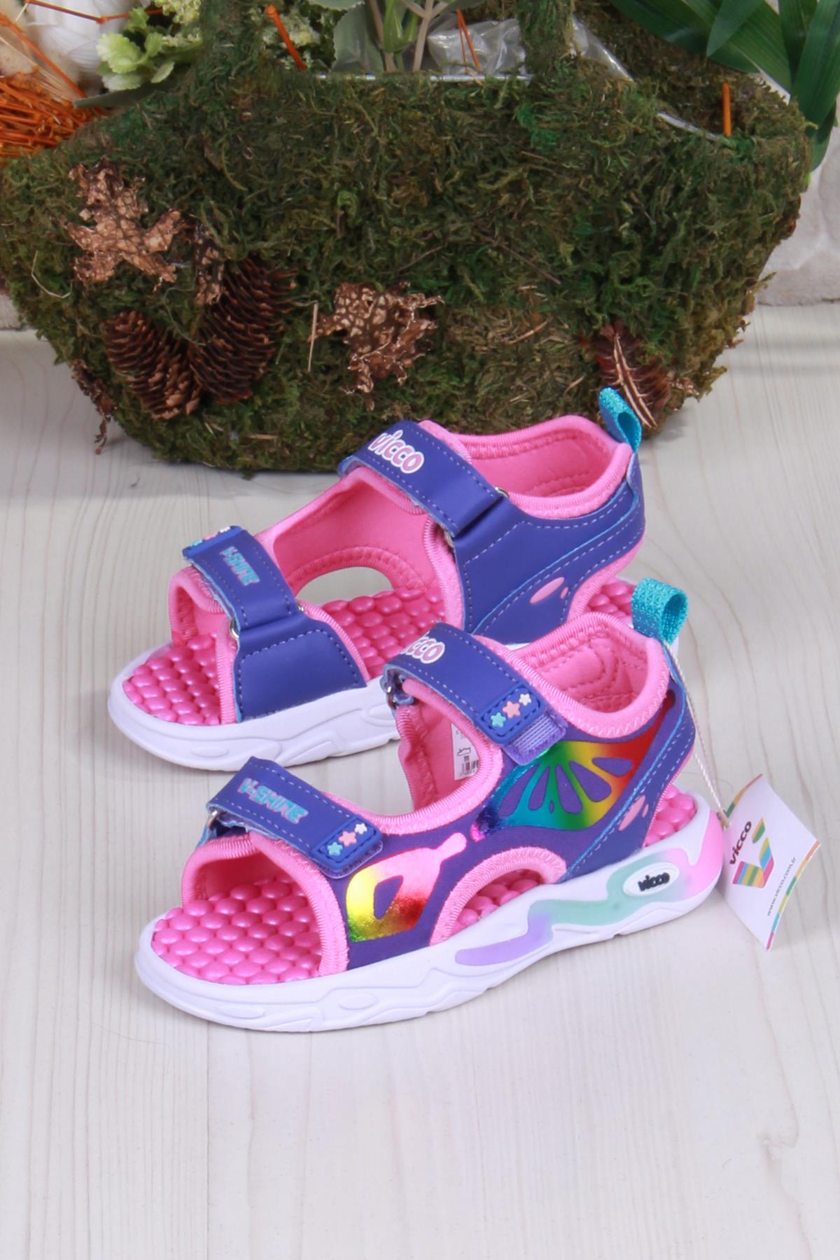 332.P25Y.210 Mor But Anatomik Işıklı Kız Çocuk Sandalet - Görsel 4