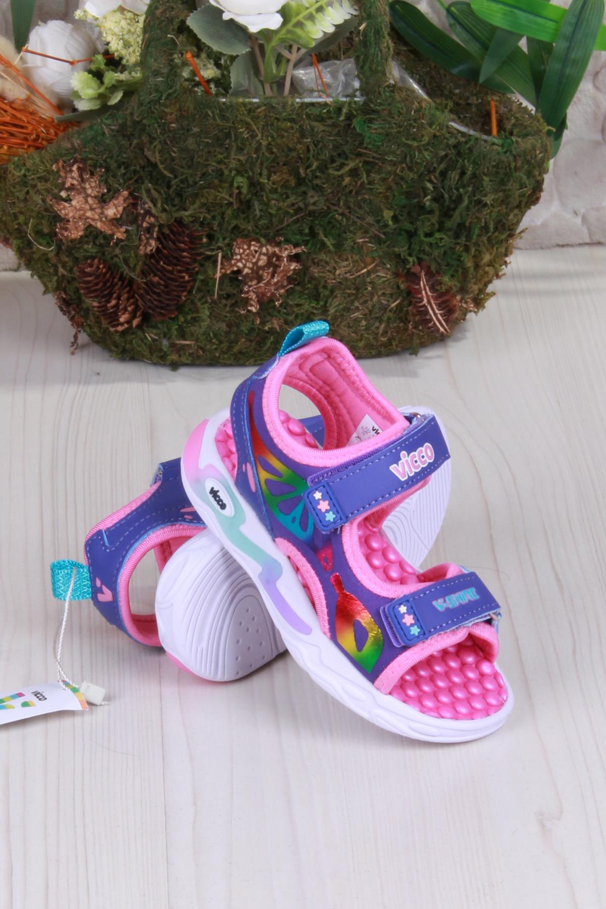 332.P25Y.210 Mor But Anatomik Işıklı Kız Çocuk Sandalet - Görsel 5