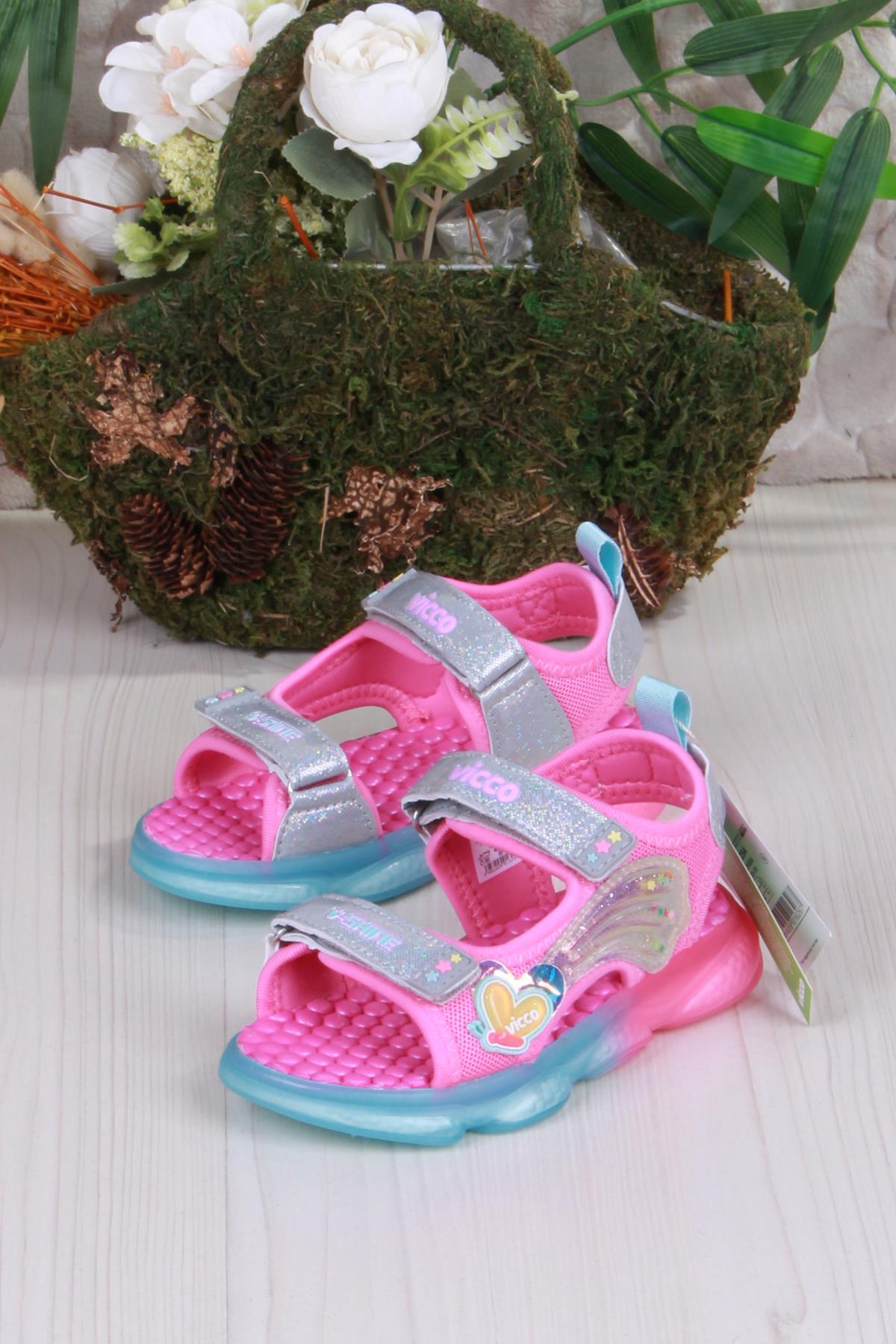 332.B25Y.254 Fuşya Can Anatomik Işıklı Kız Çocuk Sandalet - Görsel 4