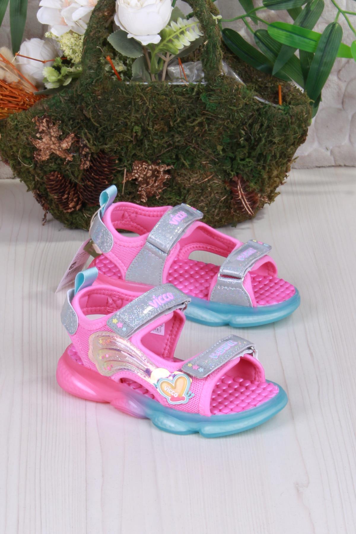 332.P25Y.254 Fuşya Can Anatomik Işıklı Kız Çocuk Sandalet - Görsel 2