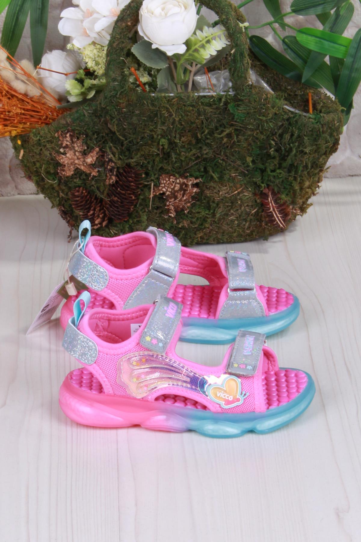 332.P25Y.254 Fuşya Can Anatomik Işıklı Kız Çocuk Sandalet - Görsel 3