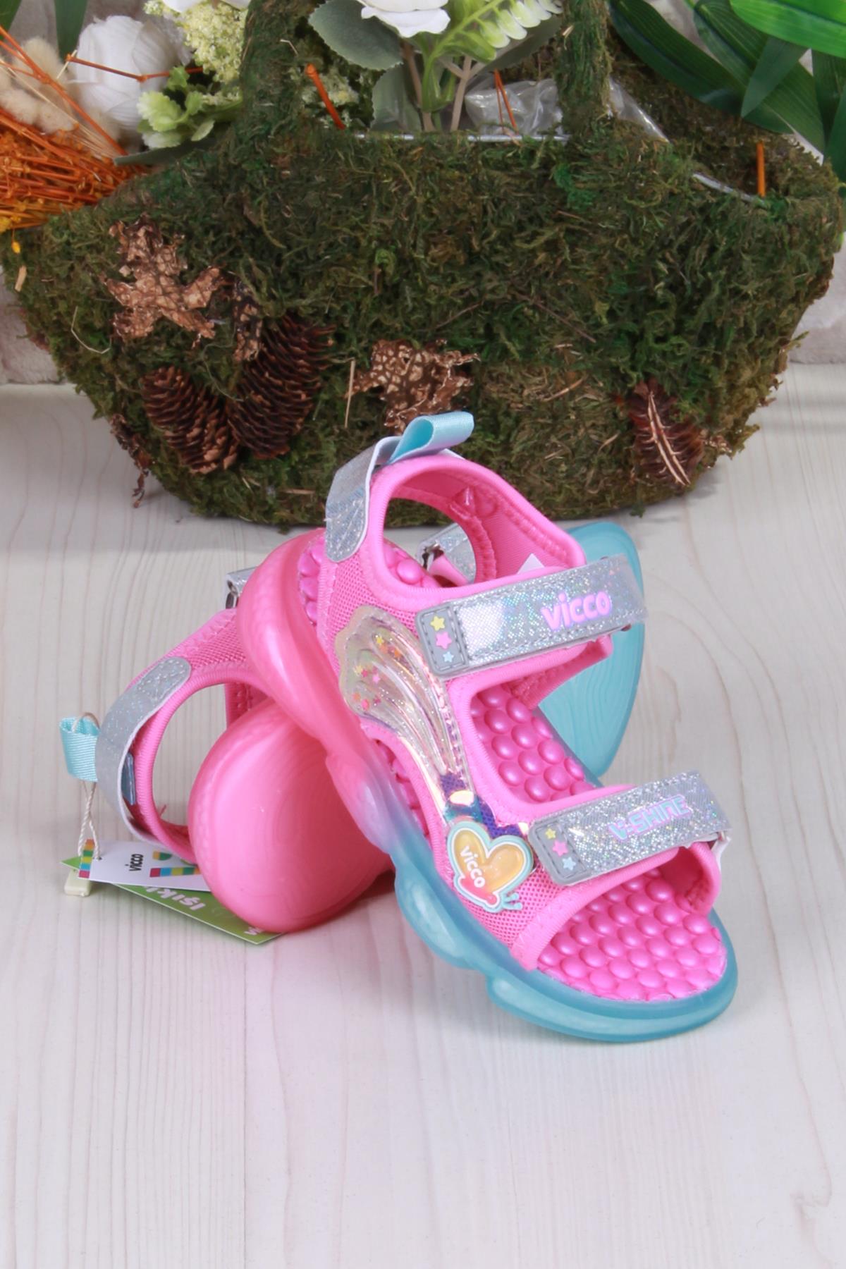 332.P25Y.254 Fuşya Can Anatomik Işıklı Kız Çocuk Sandalet - Görsel 5